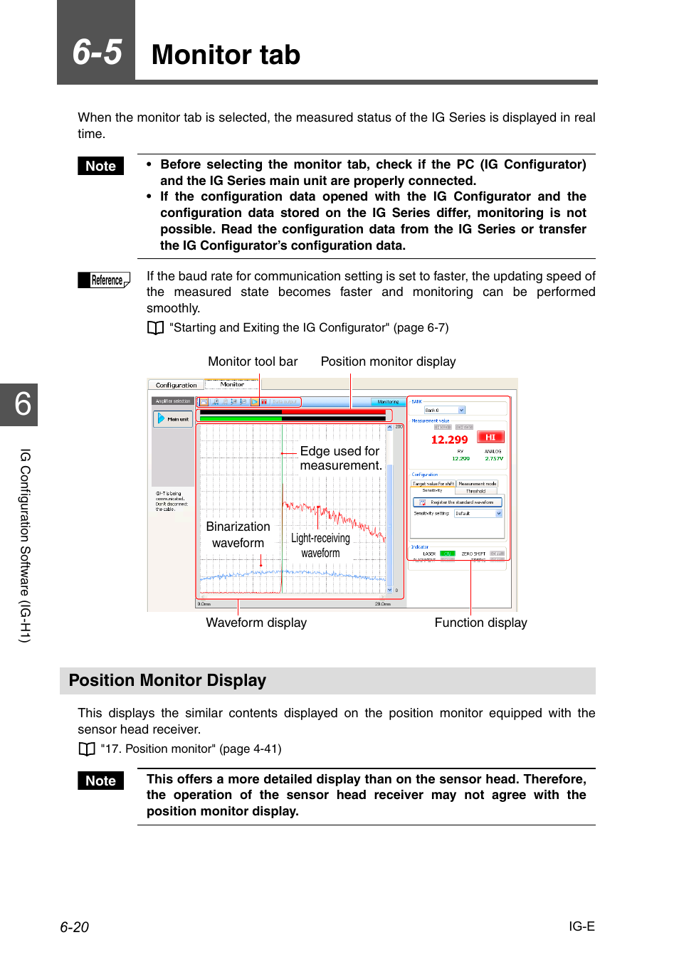 5 monitor tab, Position monitor display, Monitor tab -20 | Position monitor display -20, Monitor tab | KEYENCE IG Series User Manual | Page 142 / 164