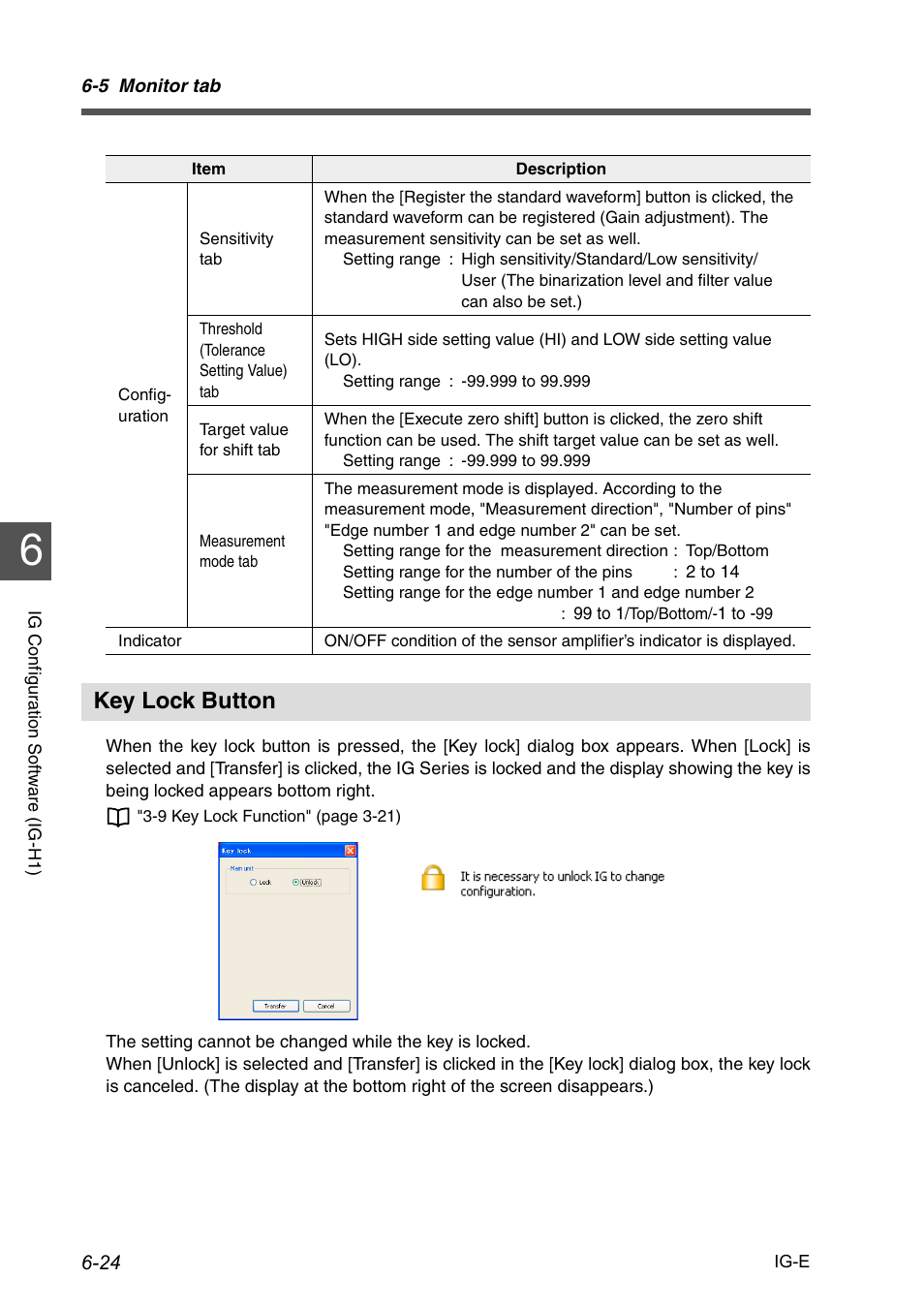Key lock button, Key lock button -24 | KEYENCE IG Series User Manual | Page 146 / 164