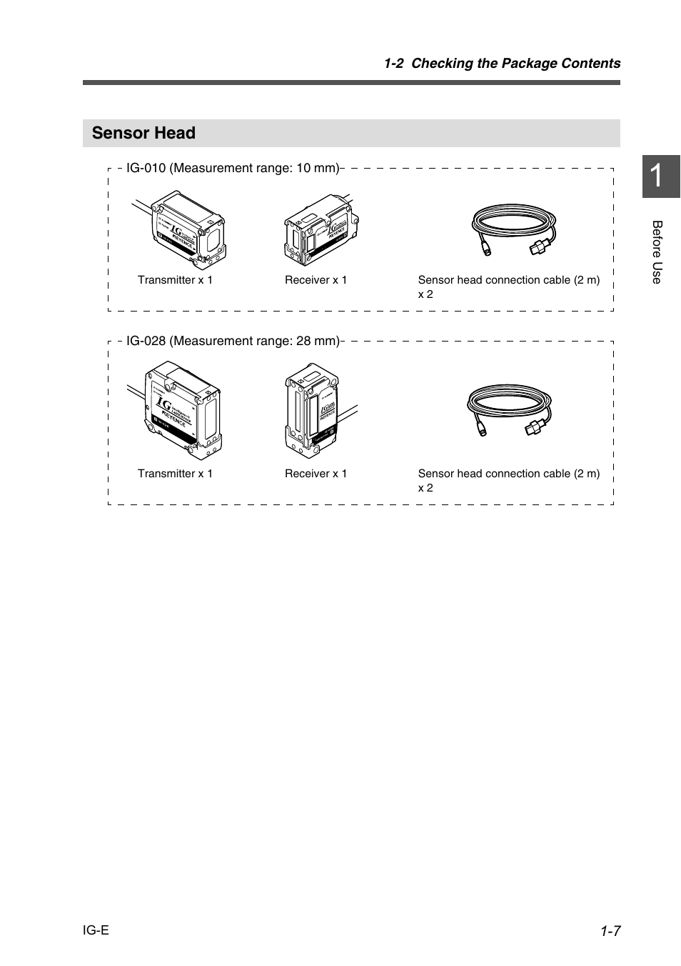 Sensor head, Sensor head -7 | KEYENCE IG Series User Manual | Page 17 / 164