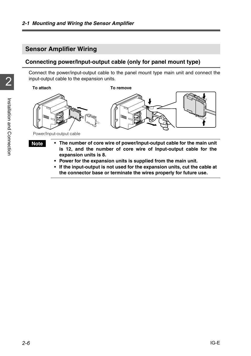 Sensor amplifier wiring, Sensor amplifier wiring -6 | KEYENCE IG Series User Manual | Page 28 / 164