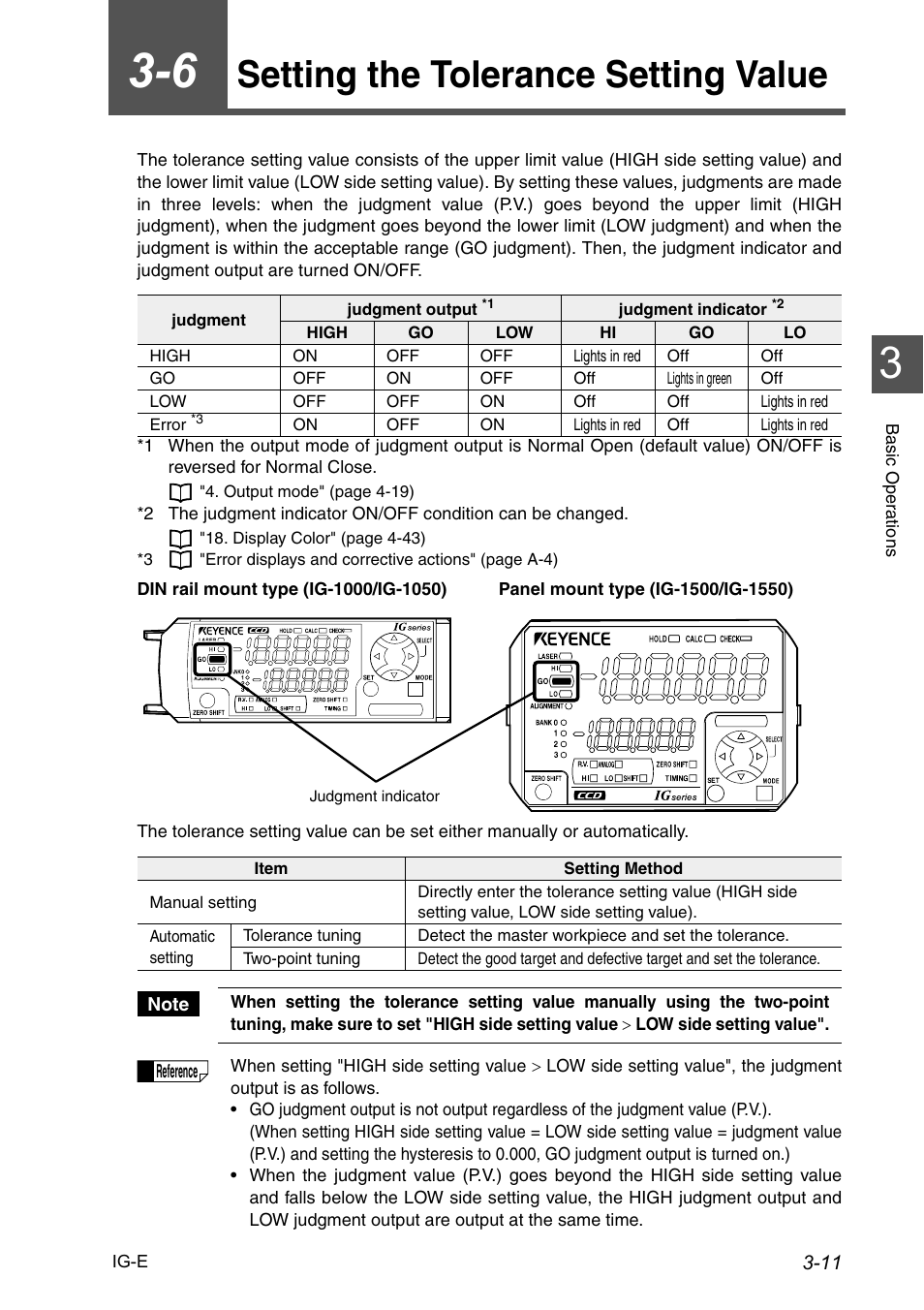 6 setting the tolerance setting value, Setting the tolerance setting value -11, Setting the tolerance setting value | KEYENCE IG Series User Manual | Page 47 / 164