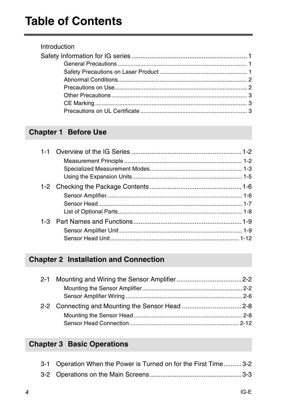 KEYENCE IG Series User Manual | Page 6 / 164