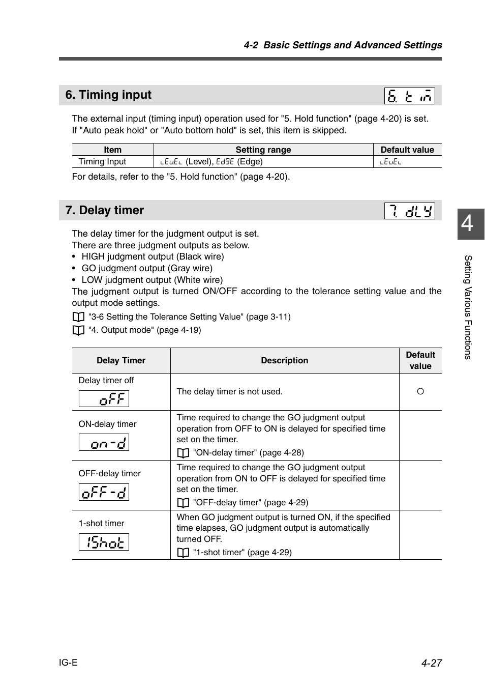 Timing input, Delay timer, Timing input -27 7. delay timer -27 | Of the "6. timing, The "6. timing | KEYENCE IG Series User Manual | Page 85 / 164