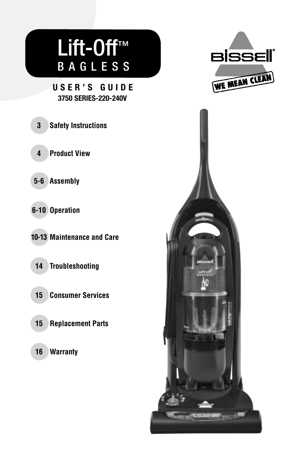 Bissell 3750 SERIES-220-240V EN User Manual | 20 pages
