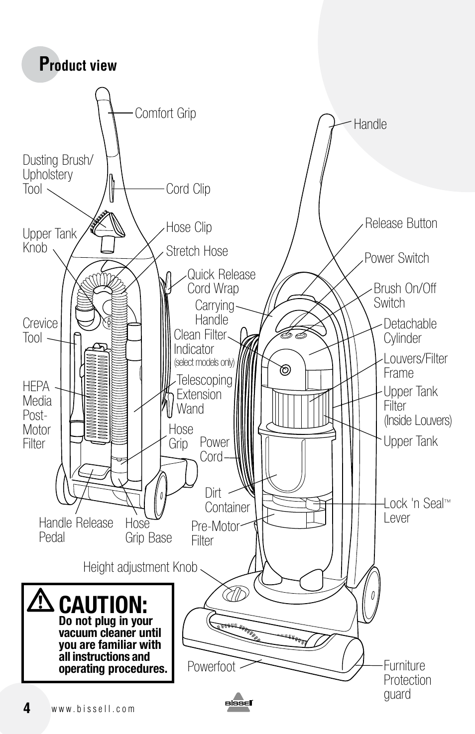 Caution | Bissell 3750 SERIES-220-240V EN User Manual | Page 4 / 20