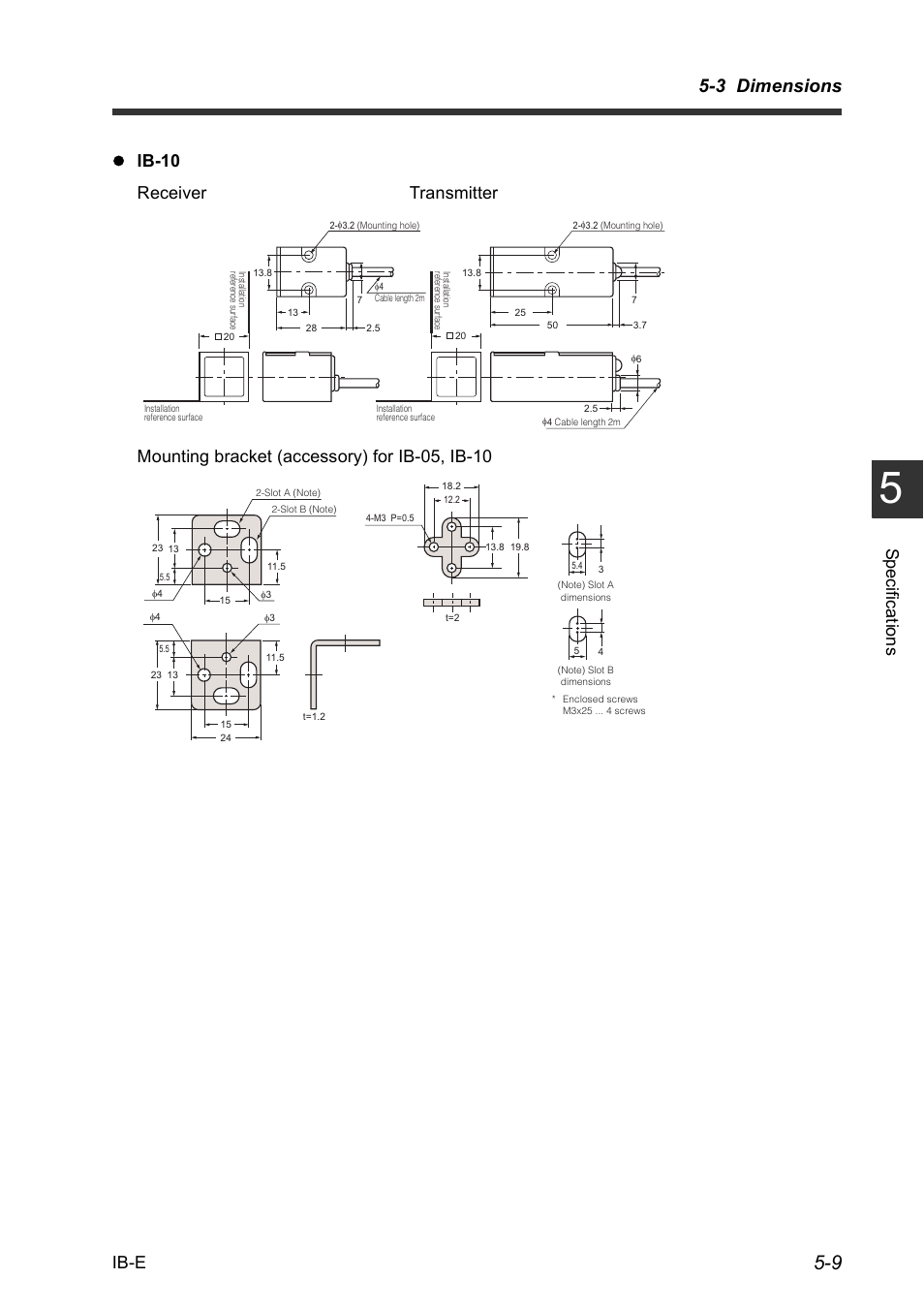 3 dimensions, Ib-e | KEYENCE IB Series User Manual | Page 107 / 124