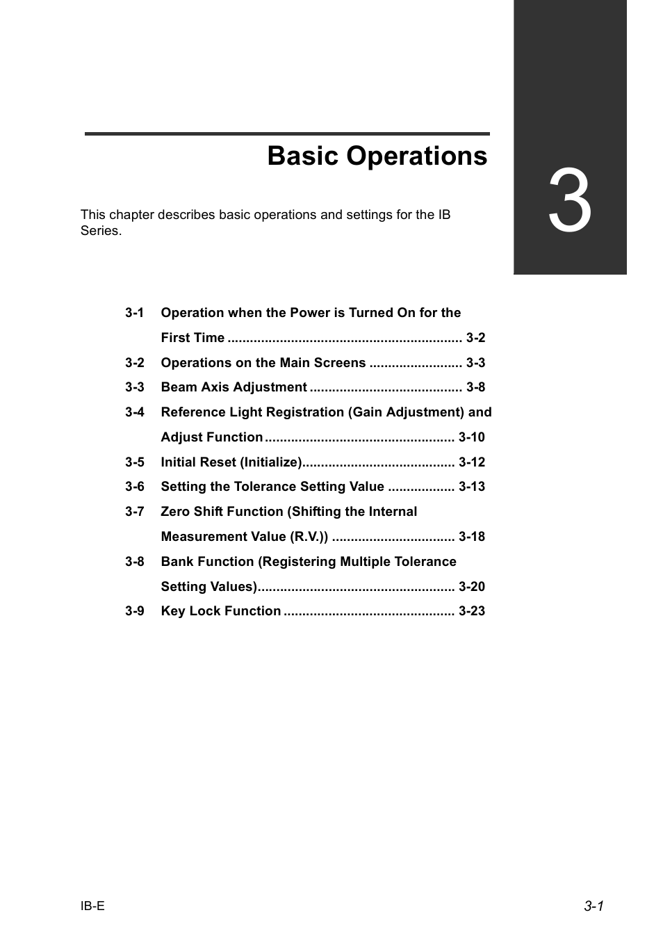 3 basic operations, Chapter 3, Basic operations | KEYENCE IB Series User Manual | Page 29 / 124