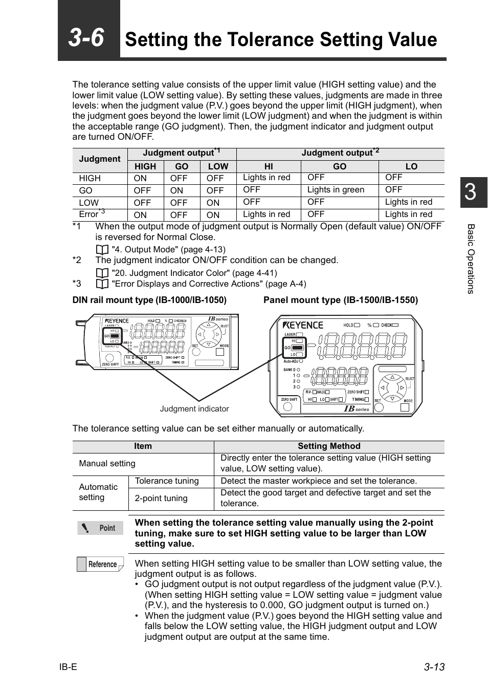 6 setting the tolerance setting value, 6 setting the tolerance setting value -13, Setting the tolerance setting value -13 | Setting the tolerance setting value | KEYENCE IB Series User Manual | Page 41 / 124