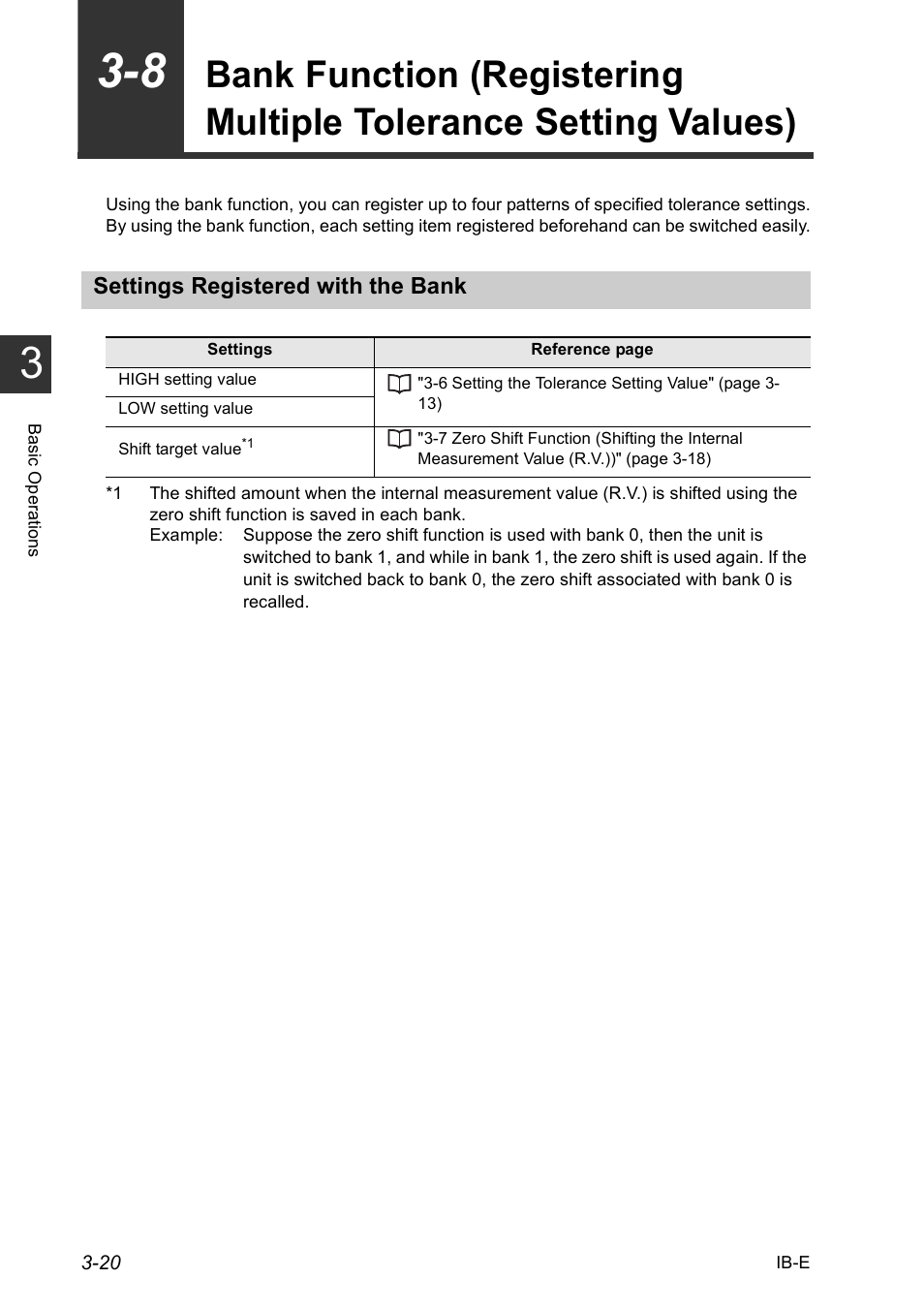 Settings registered with the bank, Settings registered with the bank -20, Bank function (registering multiple tolerance | Setting values) -20 | KEYENCE IB Series User Manual | Page 48 / 124