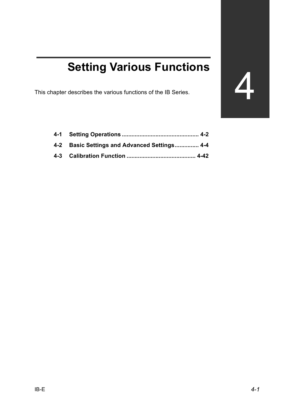 4 setting various functions, Chapter 4, Setting various functions | KEYENCE IB Series User Manual | Page 53 / 124