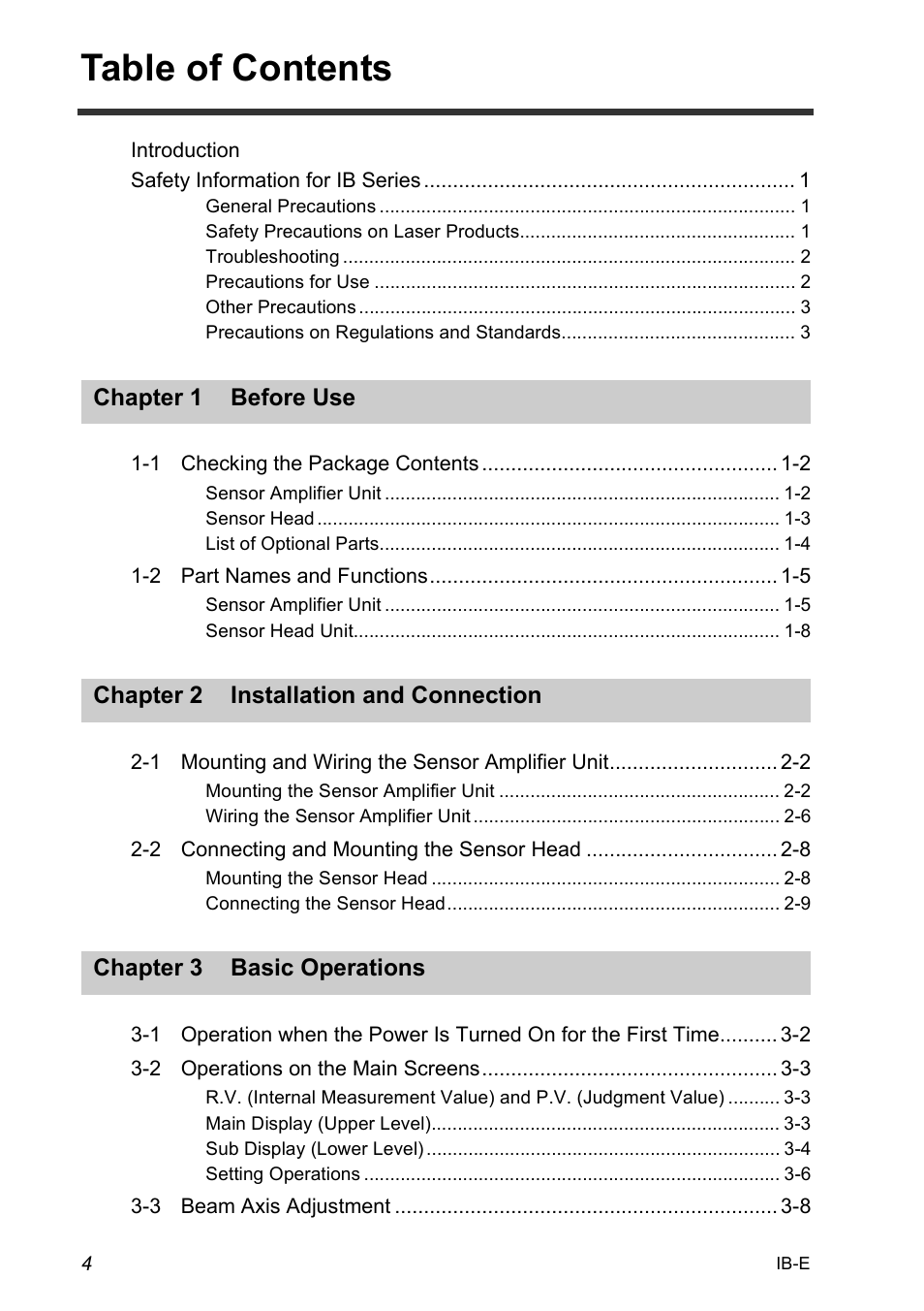 KEYENCE IB Series User Manual | Page 6 / 124