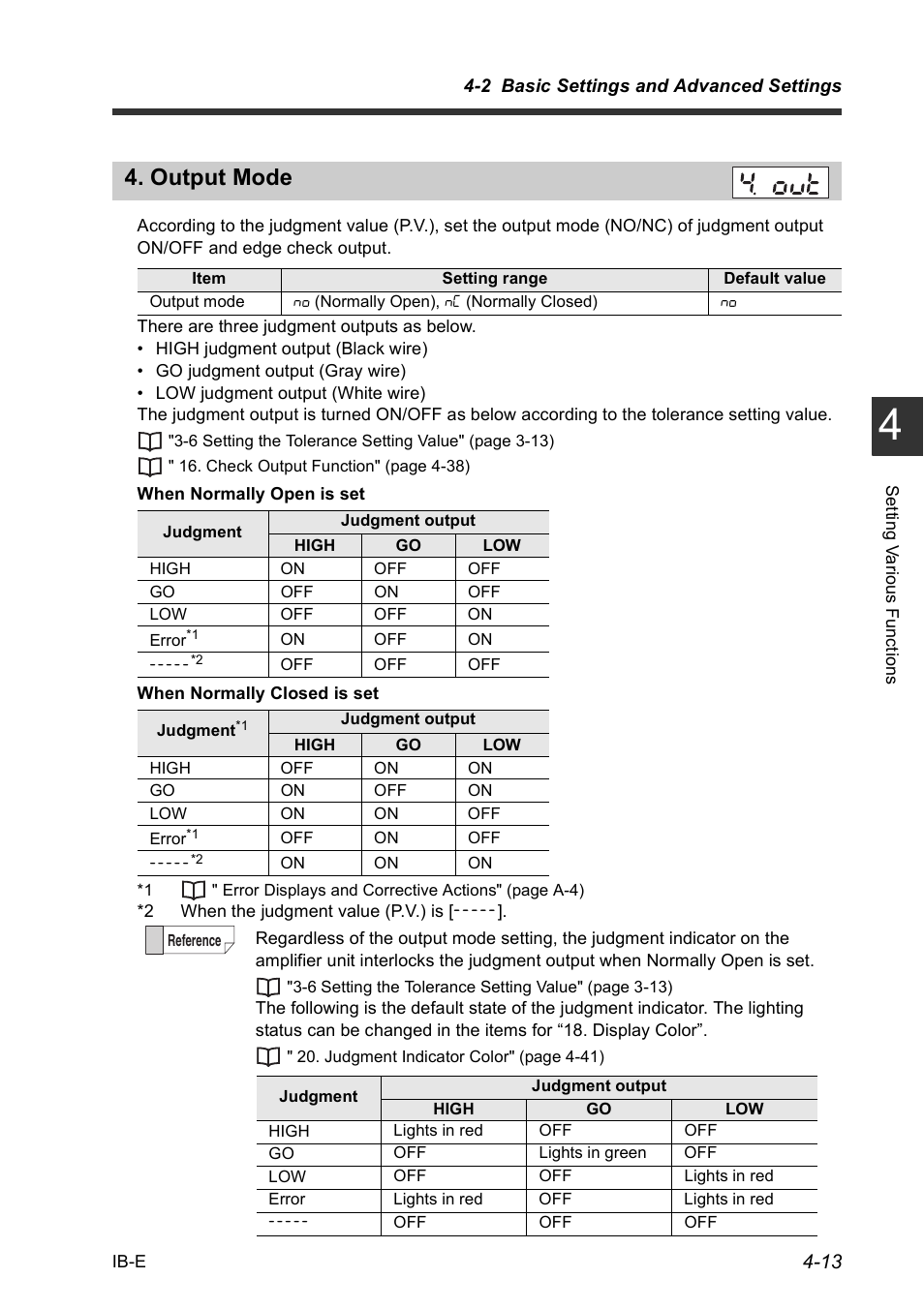 Output mode, Output mode -13 | KEYENCE IB Series User Manual | Page 65 / 124