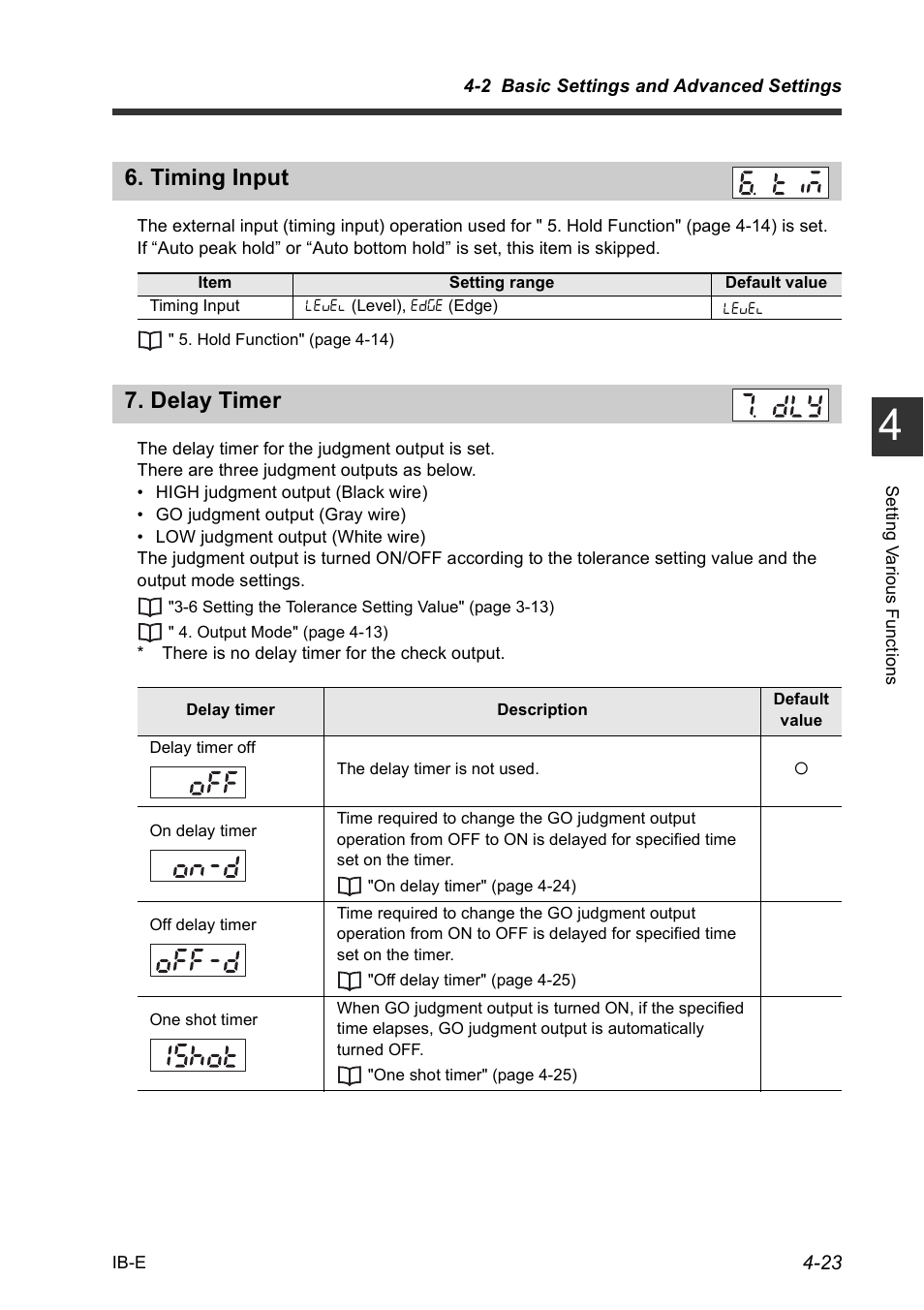 Timing input, Delay timer, Timing input -23 7. delay timer -23 | E " 6. tim | KEYENCE IB Series User Manual | Page 75 / 124