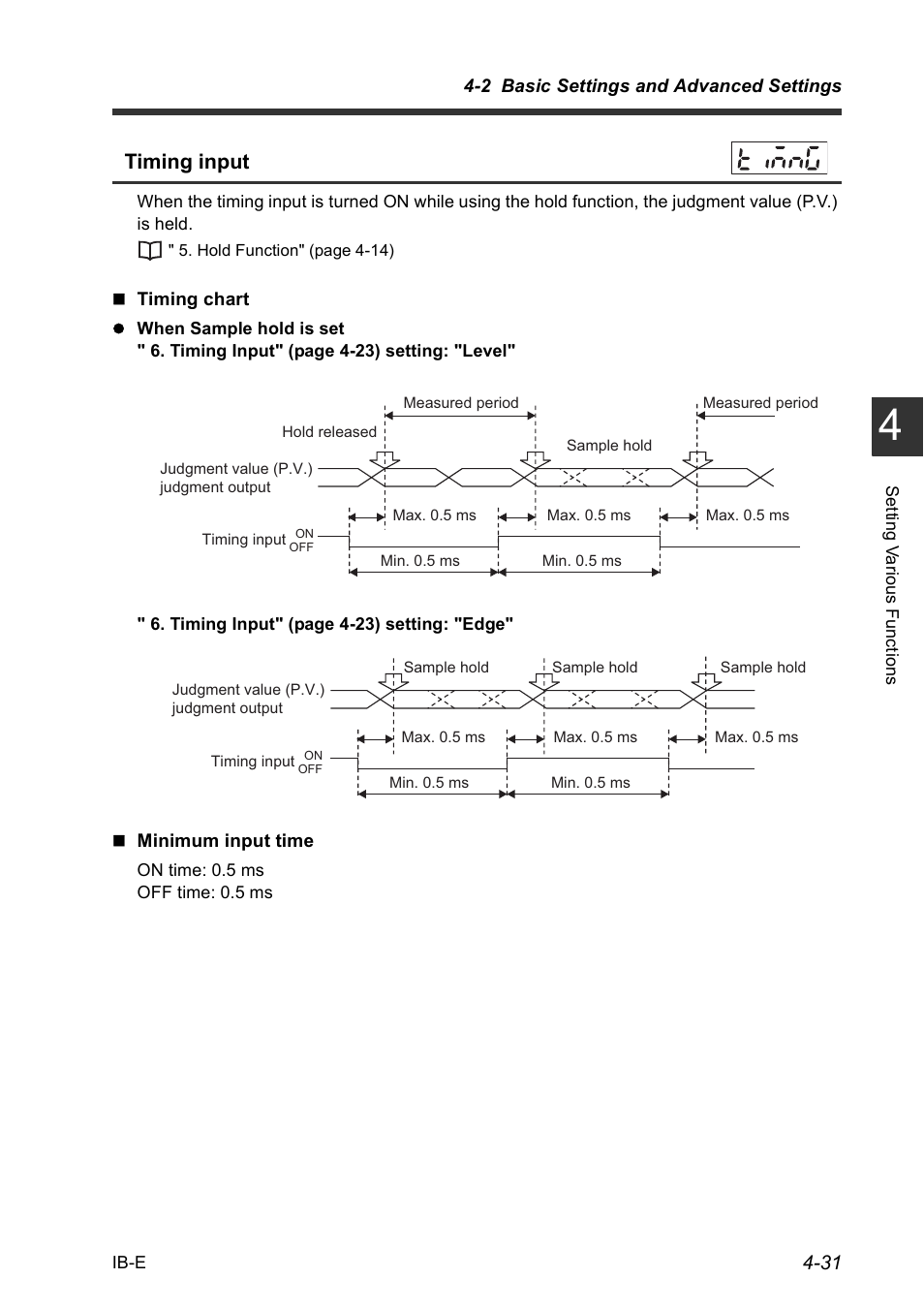 Timing input | KEYENCE IB Series User Manual | Page 83 / 124