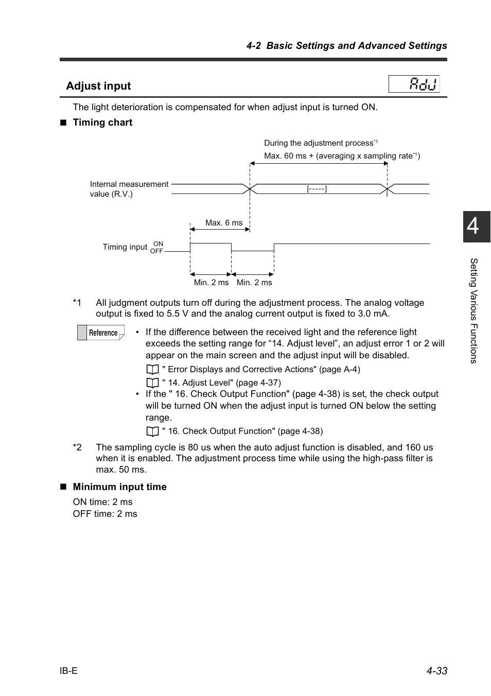 Adjust input | KEYENCE IB Series User Manual | Page 85 / 124