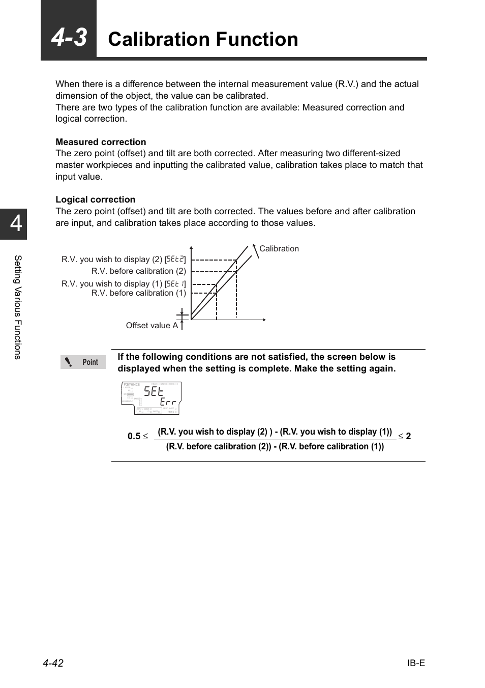 3 calibration function, 3 calibration function -42, Calibration function -42 | Calibration function | KEYENCE IB Series User Manual | Page 94 / 124