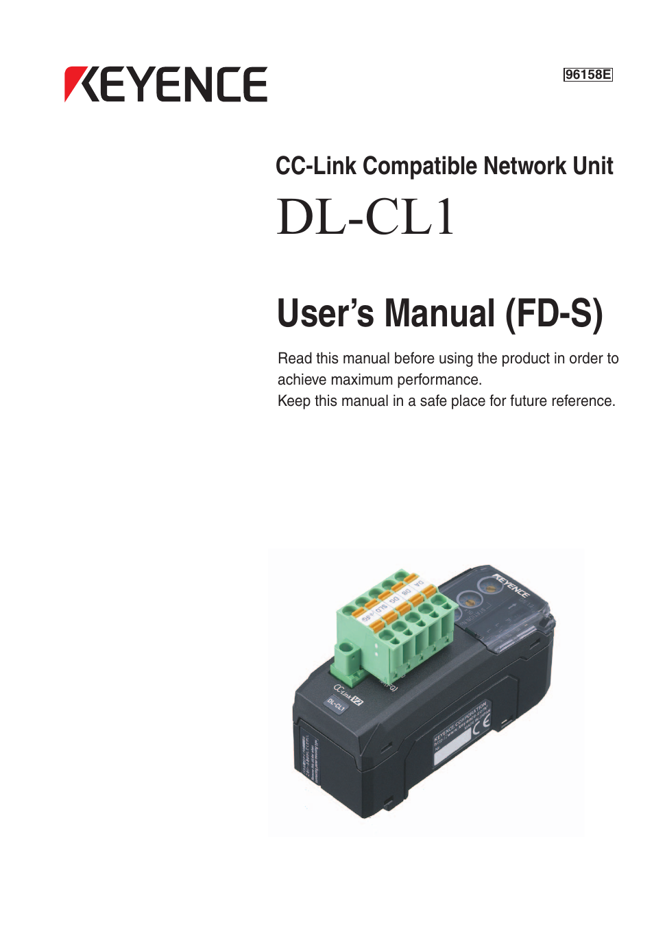 KEYENCE DL-CL1 User Manual | 74 pages