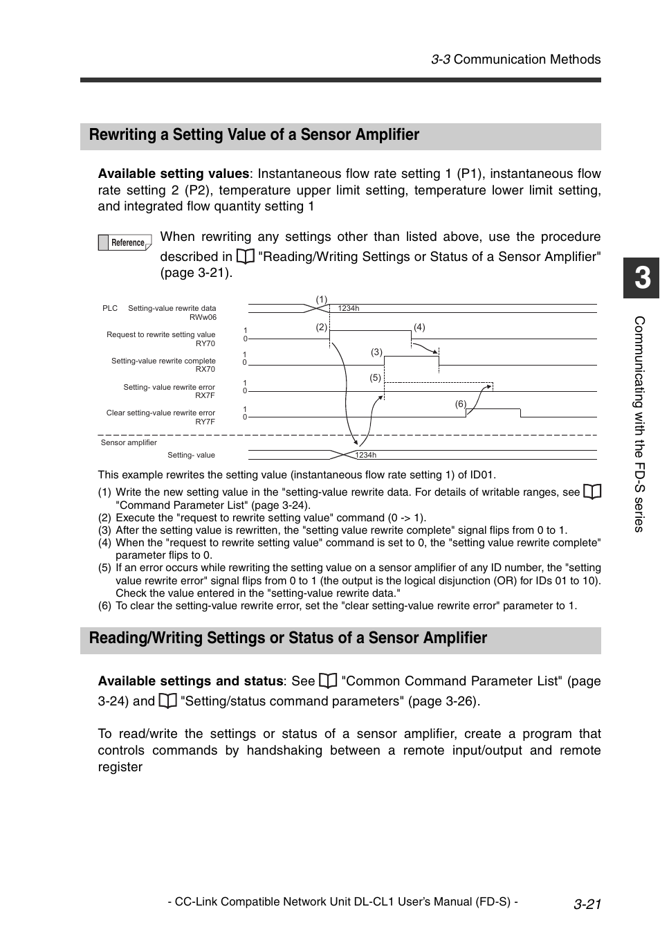 Rewriting a setting value of a sensor amplifier | KEYENCE DL-CL1 User Manual | Page 49 / 74