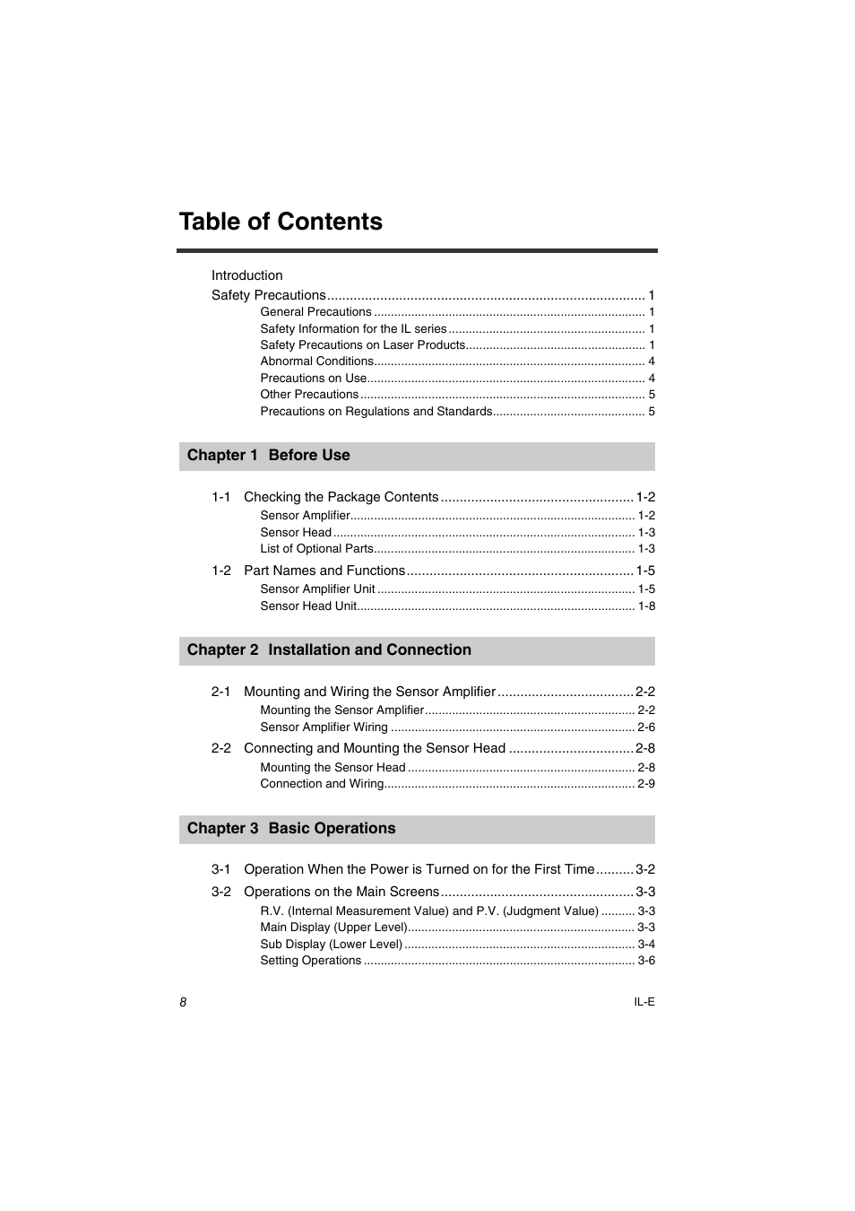 KEYENCE IL Series User Manual | Page 10 / 140