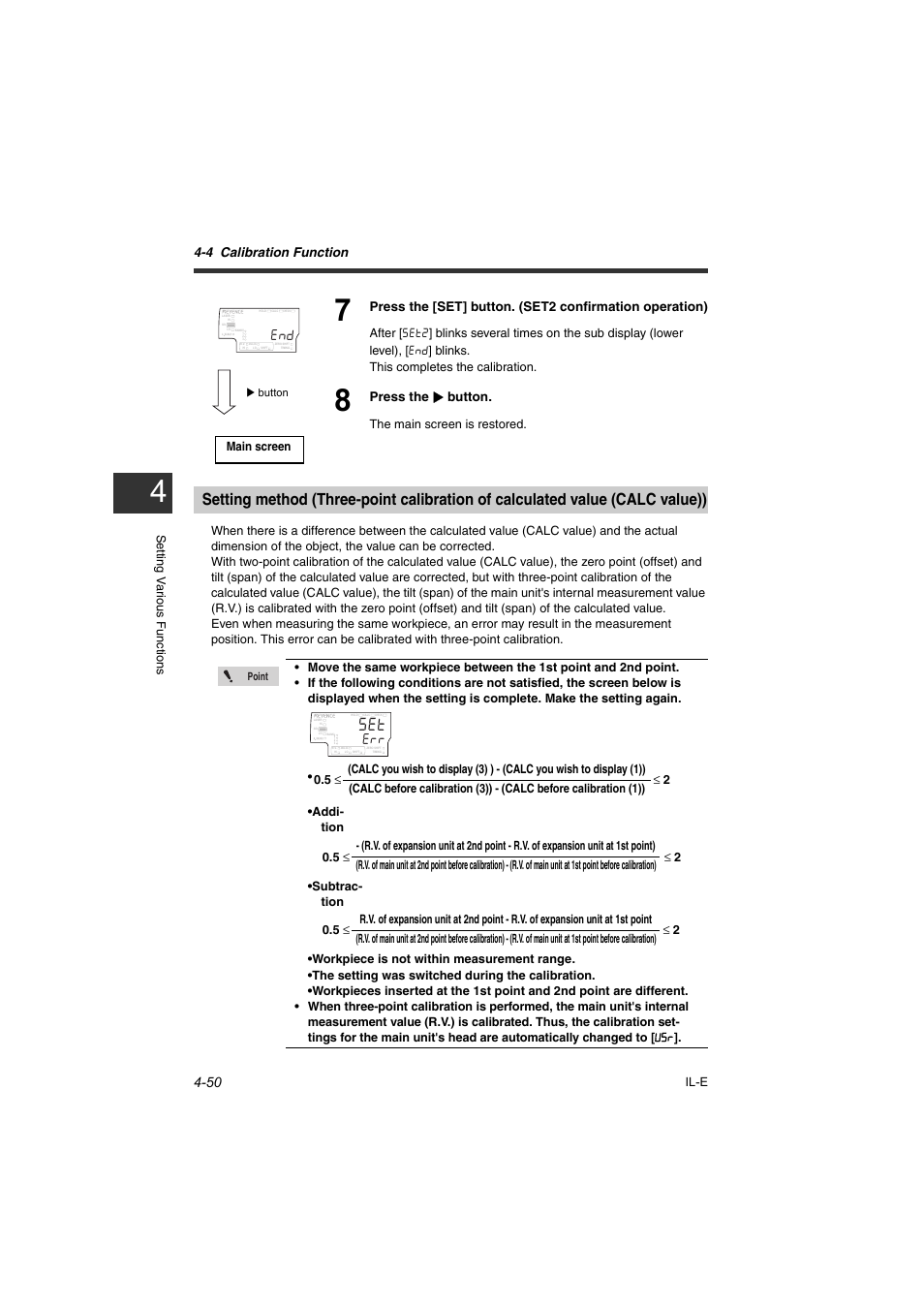 4 calibration function, Press the x button | KEYENCE IL Series User Manual | Page 104 / 140