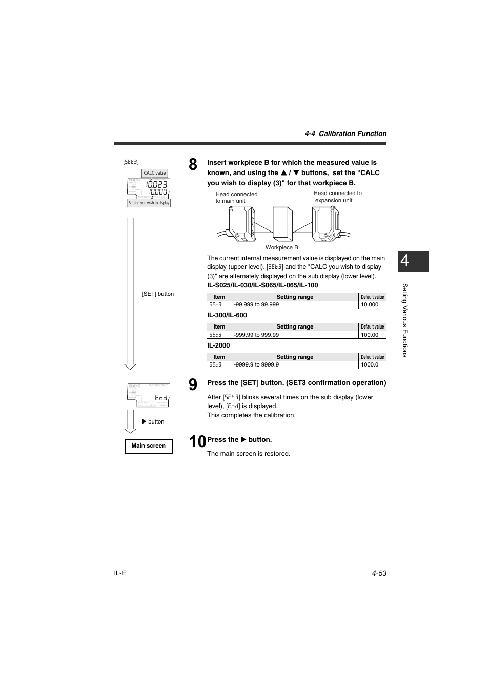 4 calibration function, Press the x button | KEYENCE IL Series User Manual | Page 107 / 140