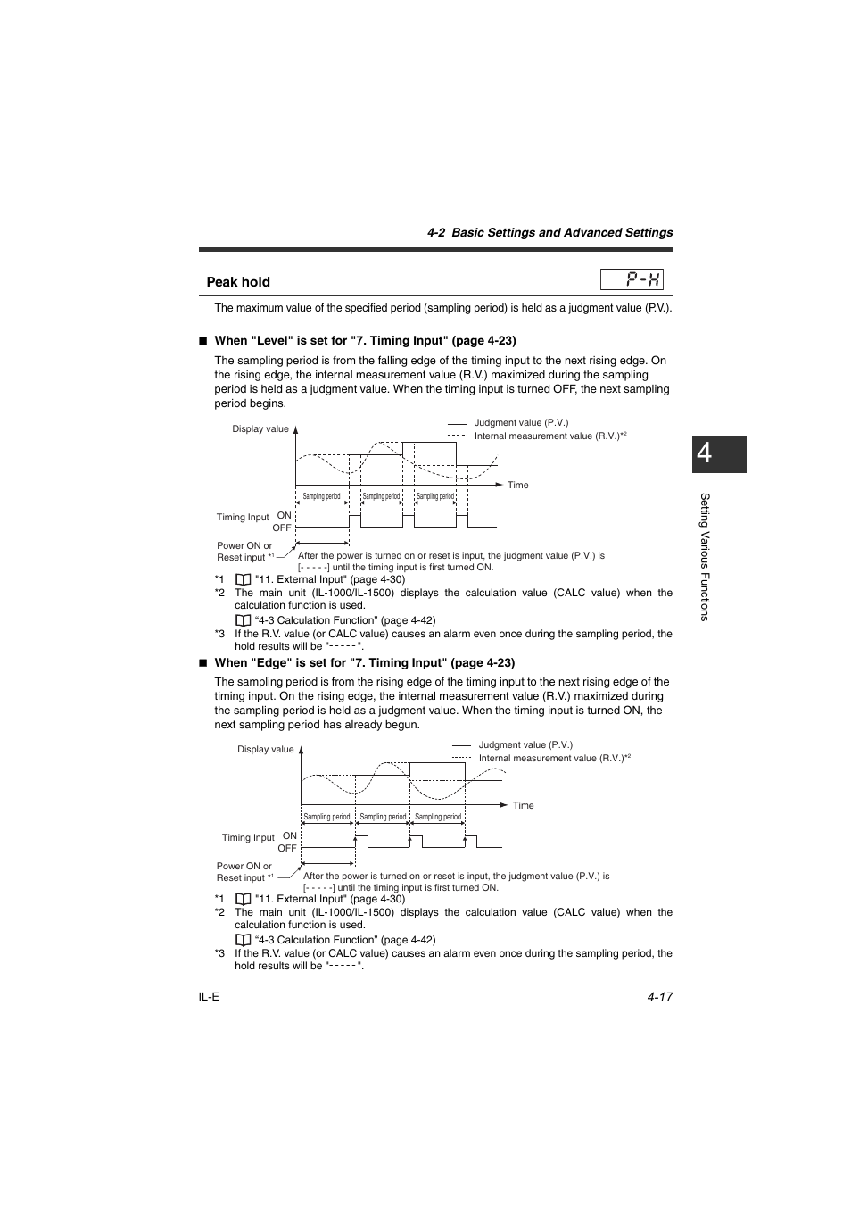 Peak hold | KEYENCE IL Series User Manual | Page 71 / 140