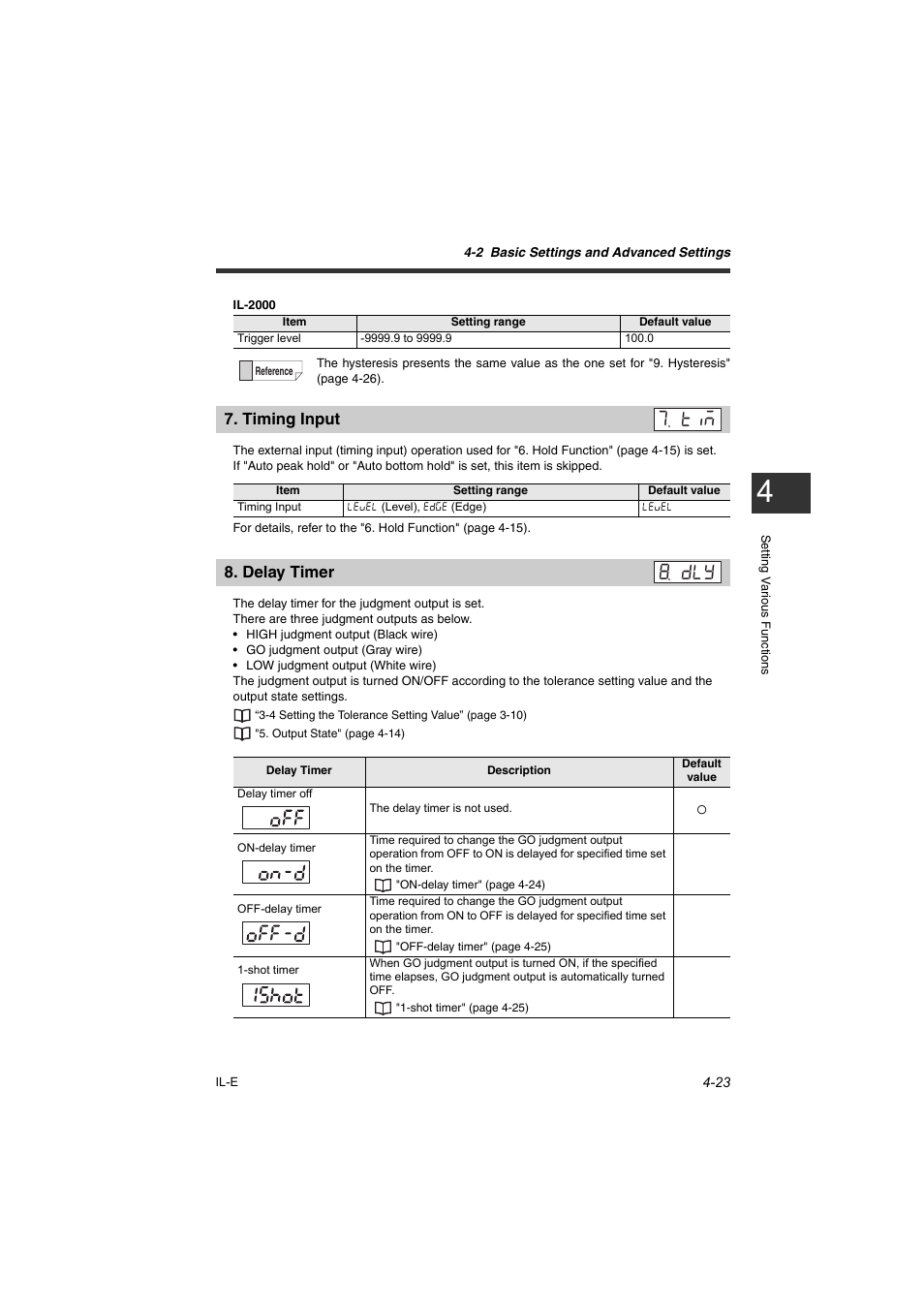 Timing input, Delay timer, Timing input -23 8. delay timer -23 | Regardless of the "7. timing, Of the "7. timing | KEYENCE IL Series User Manual | Page 77 / 140