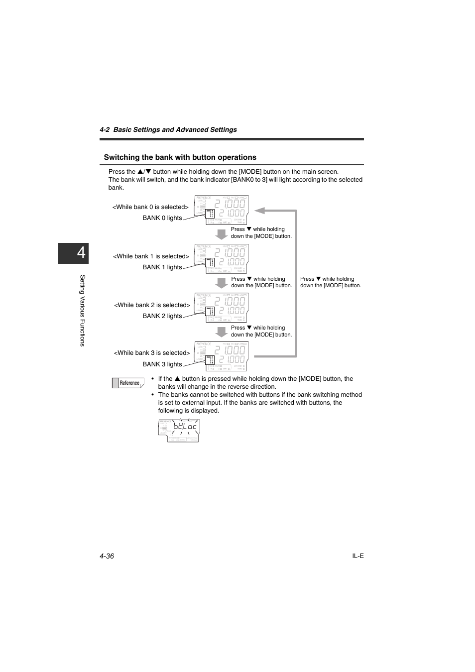 Switching the bank with button operations | KEYENCE IL Series User Manual | Page 90 / 140