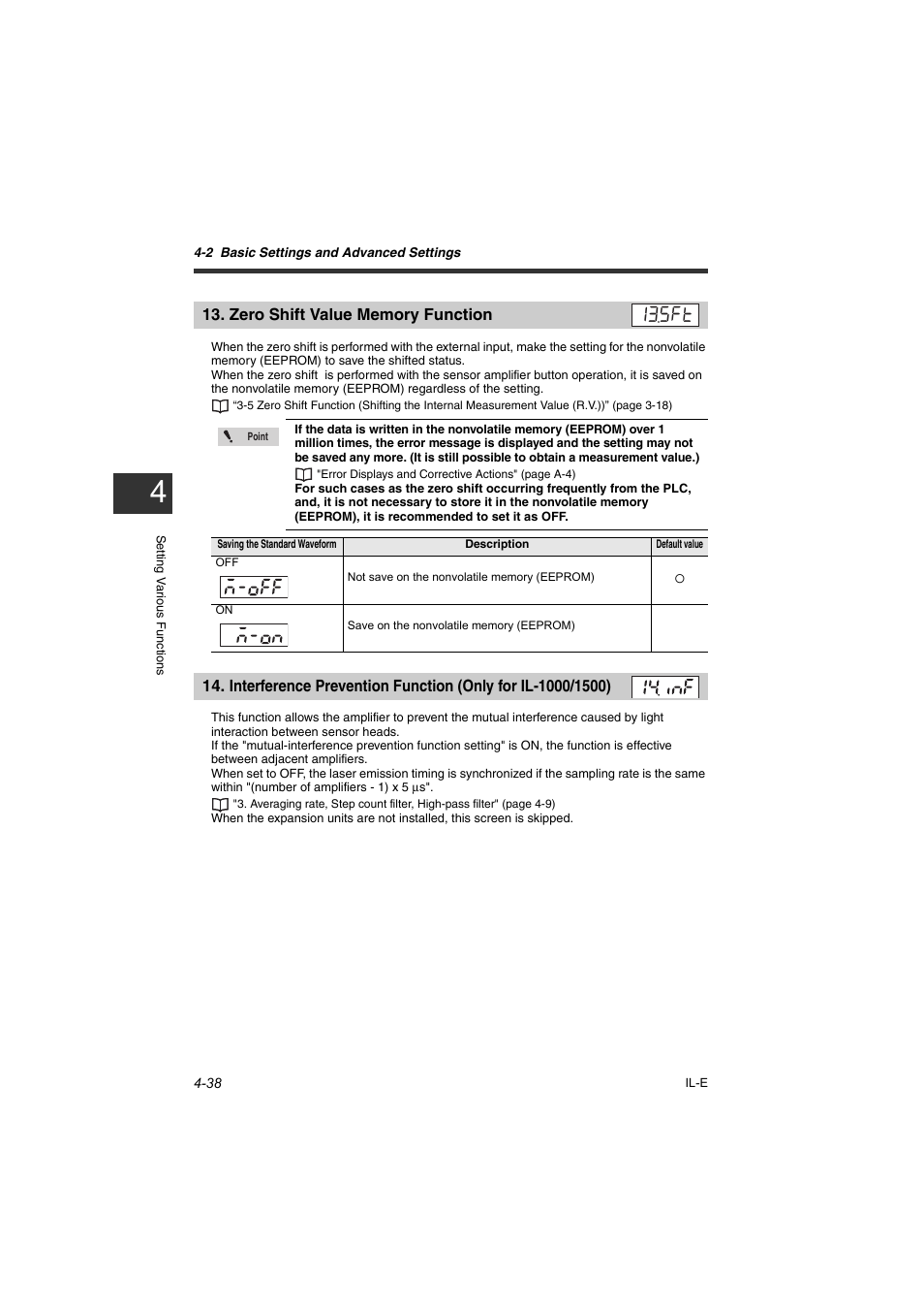 Zero shift value memory function | KEYENCE IL Series User Manual | Page 92 / 140