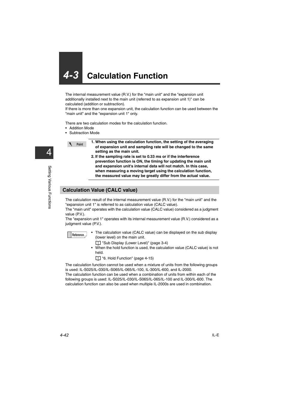 3 calculation function, Calculation value (calc value), 3 calculation function -42 | Calculation value (calc value) -42, Calculation function -42, Calculation function | KEYENCE IL Series User Manual | Page 96 / 140