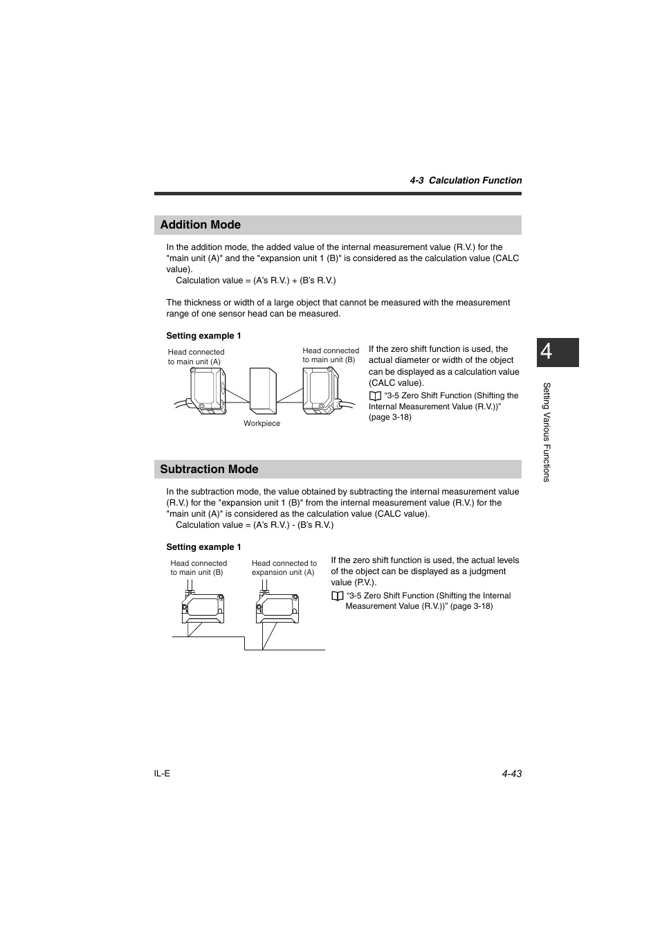 Addition mode, Subtraction mode, Addition mode -43 subtraction mode -43 | KEYENCE IL Series User Manual | Page 97 / 140