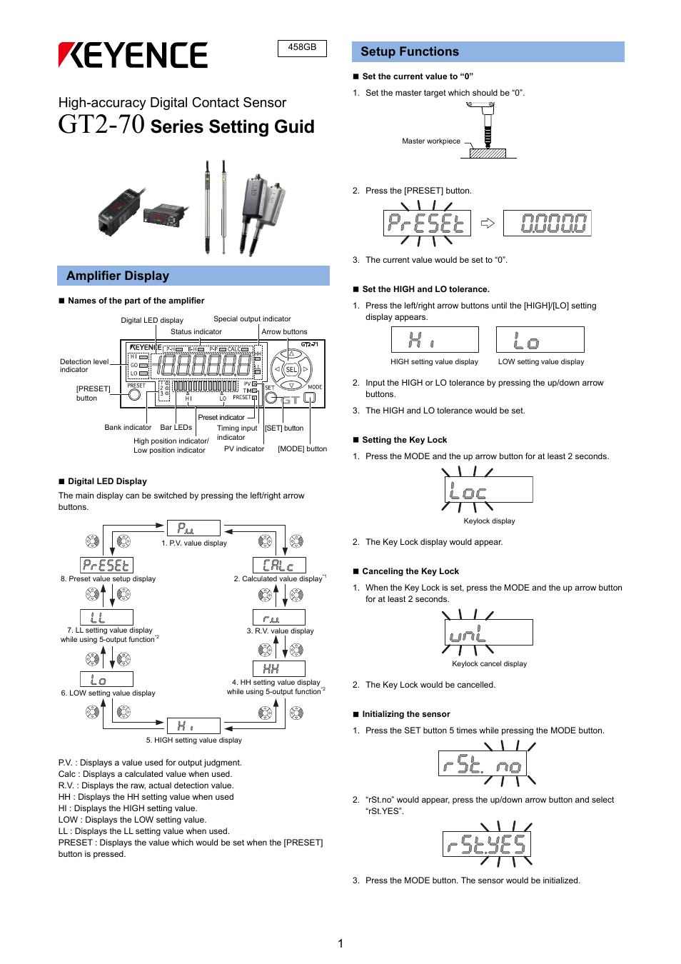 KEYENCE GT2 Series User Manual | 3 pages