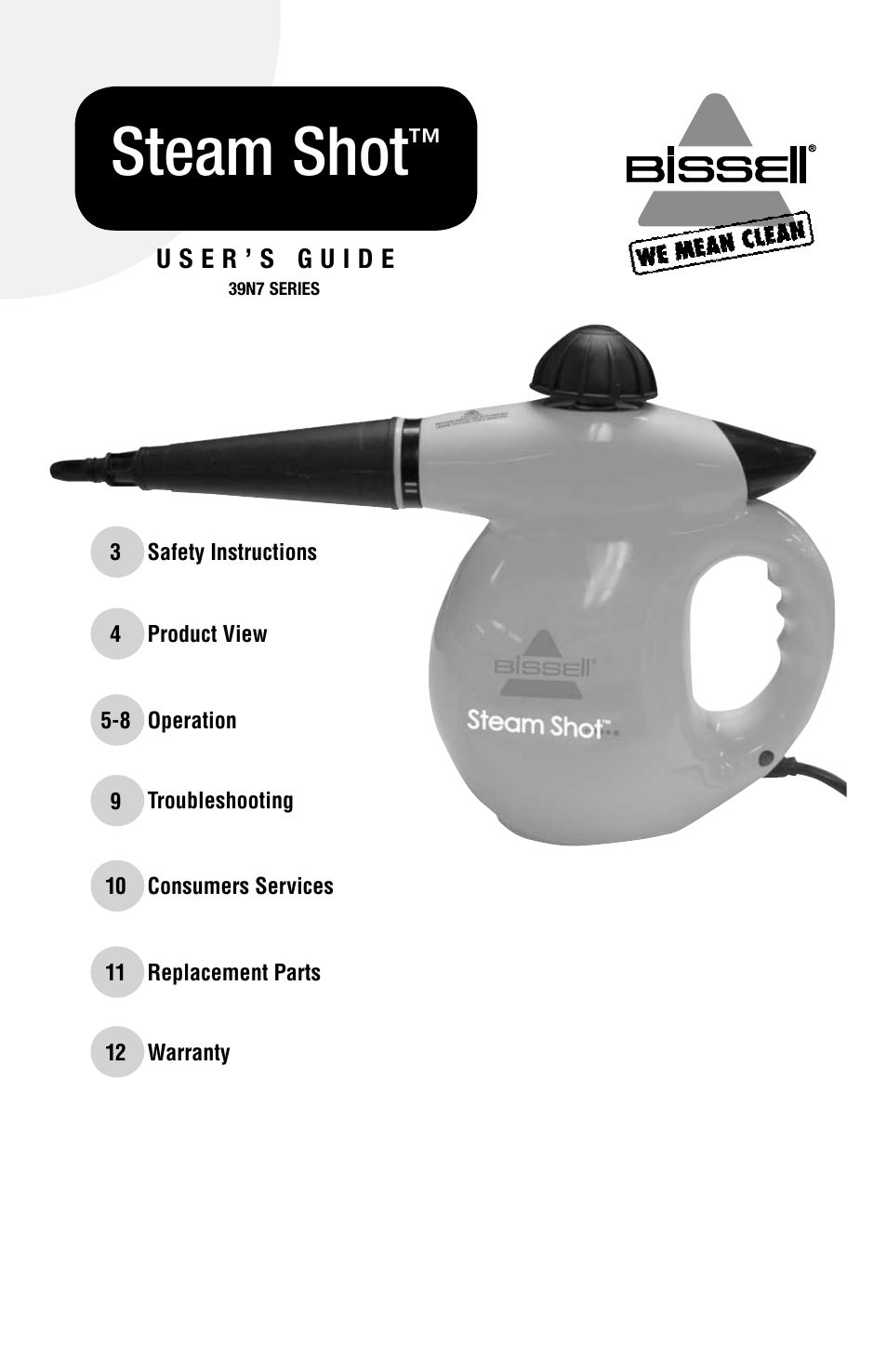 Bissell STEAM SHOT 39N7 User Manual | 12 pages