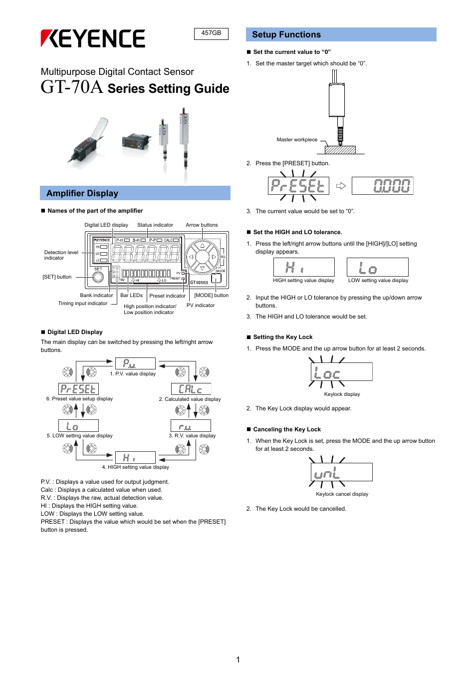 KEYENCE GT Series User Manual | 3 pages