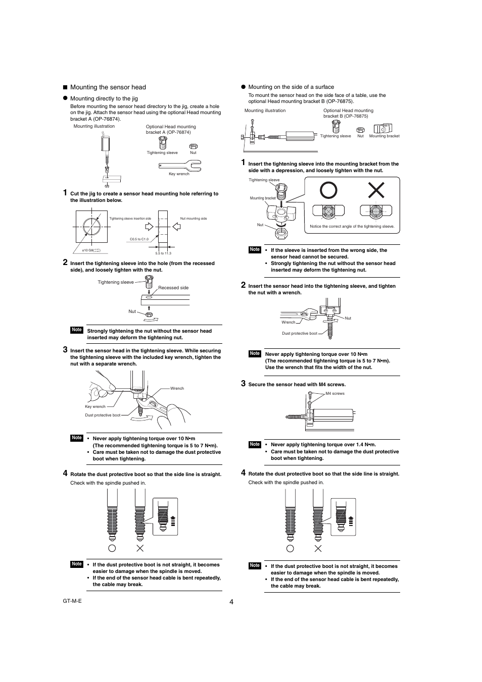 Mounting the sensor head | KEYENCE GT-70A Series User Manual | Page 4 / 10