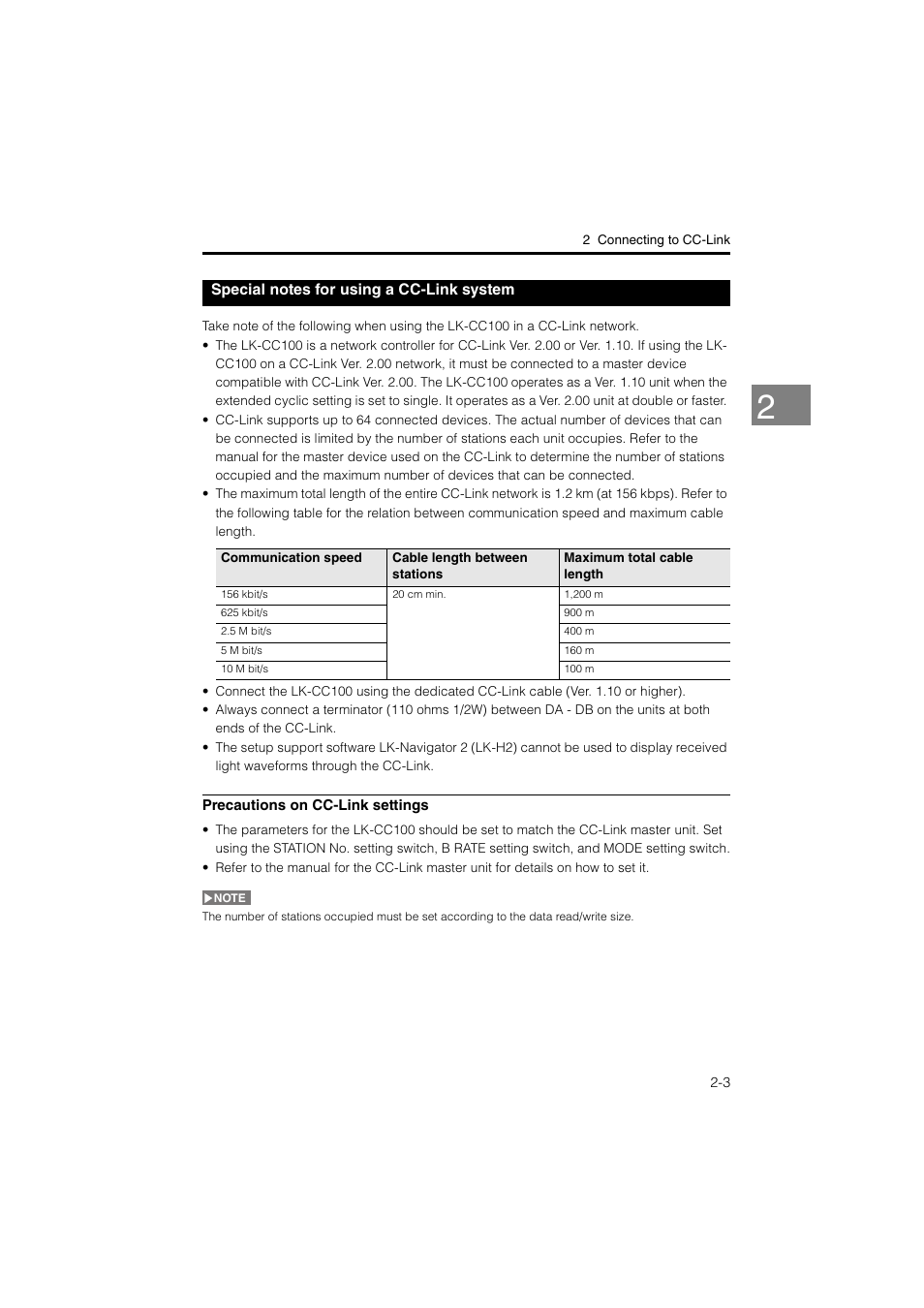 Special notes for using a cc-link system, Special notes for using a cc-link, System -3 | KEYENCE LK-CC100/DN100 User Manual | Page 17 / 72