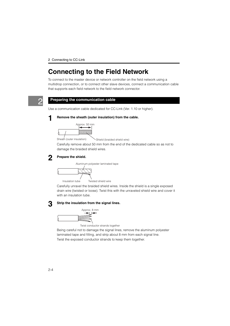Connecting to the field network, Preparing the communication cable, Connecting to the field network -4 | Preparing the communication cable -4 | KEYENCE LK-CC100/DN100 User Manual | Page 18 / 72