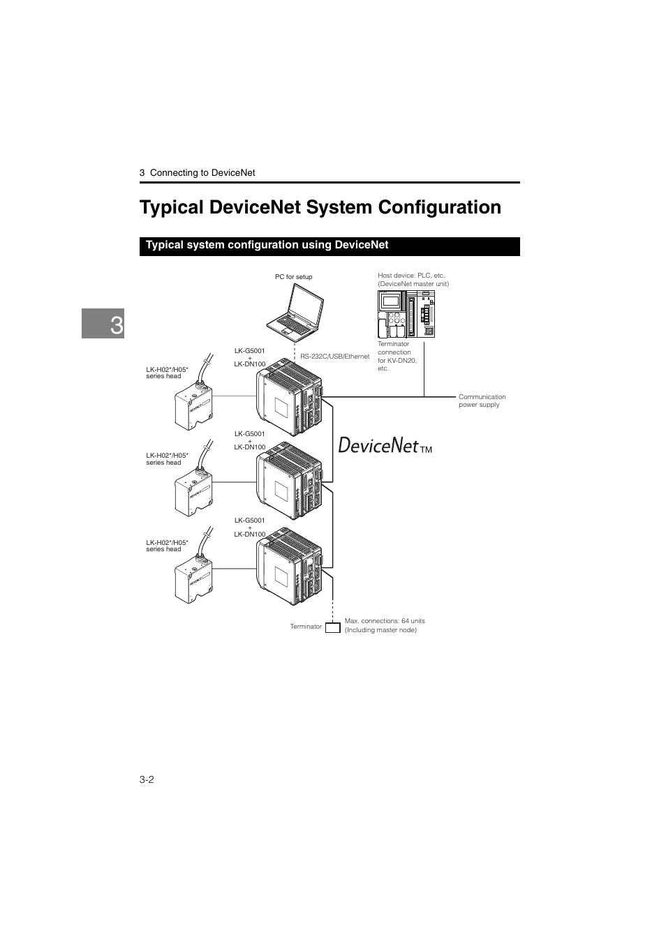 Typical devicenet system configuration, Typical system configuration using devicenet, Typical devicenet system | Configuration -2, Typical system configuration using, Devicenet -2 | KEYENCE LK-CC100/DN100 User Manual | Page 38 / 72