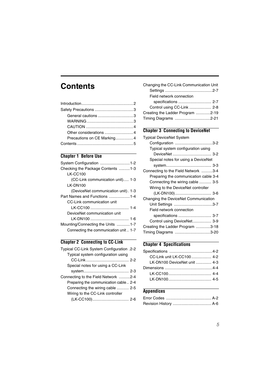 KEYENCE LK-CC100/DN100 User Manual | Page 5 / 72