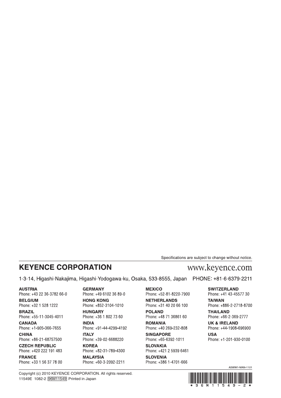 KEYENCE LK-CC100/DN100 User Manual | Page 72 / 72