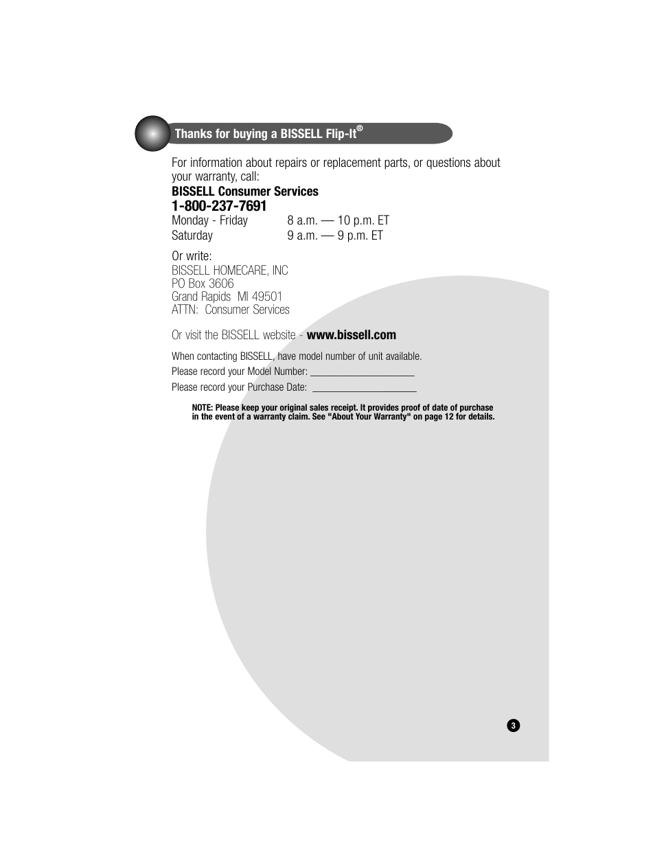 Bissell FLIP-IT 5200 User Manual | Page 3 / 12