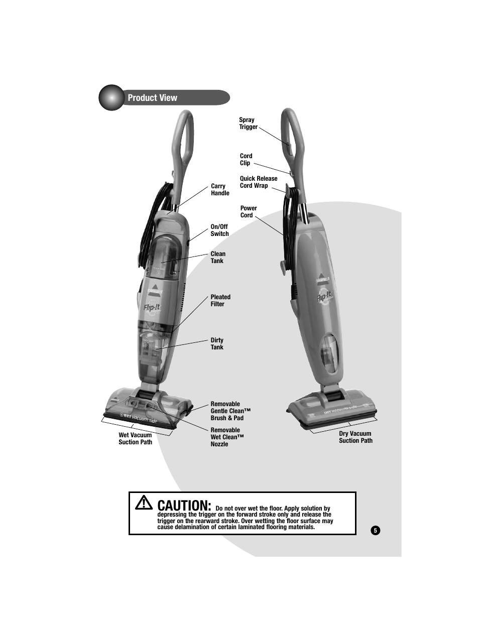 Caution | Bissell FLIP-IT 5200 User Manual | Page 5 / 12