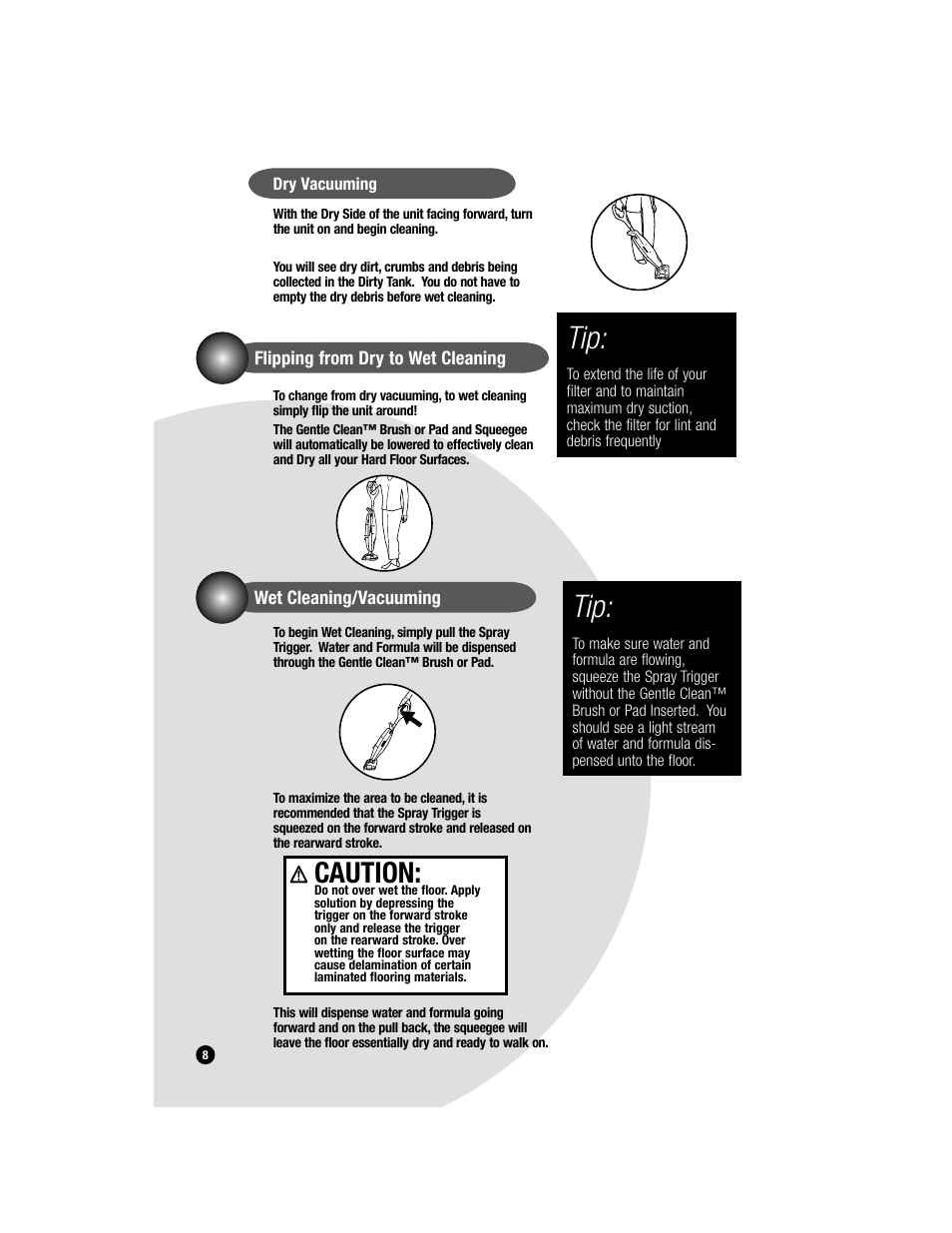 Caution | Bissell FLIP-IT 5200 User Manual | Page 8 / 12