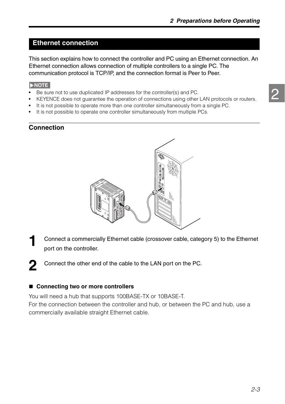 Ethernet connection, Ethernet connection -3 | KEYENCE LK-H2 User Manual | Page 15 / 76
