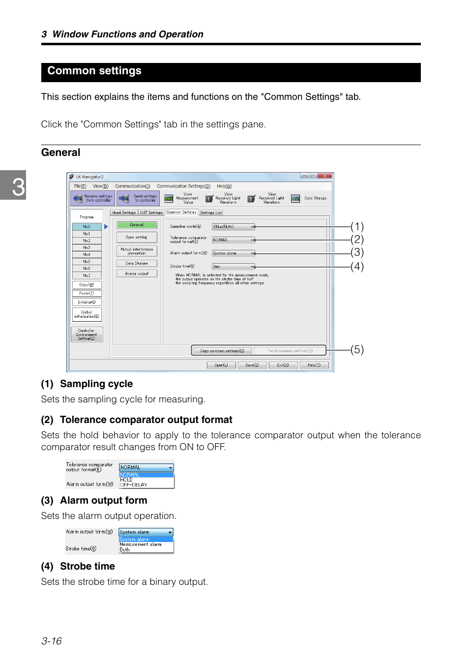 Common settings, Common settings -16 | KEYENCE LK-H2 User Manual | Page 40 / 76