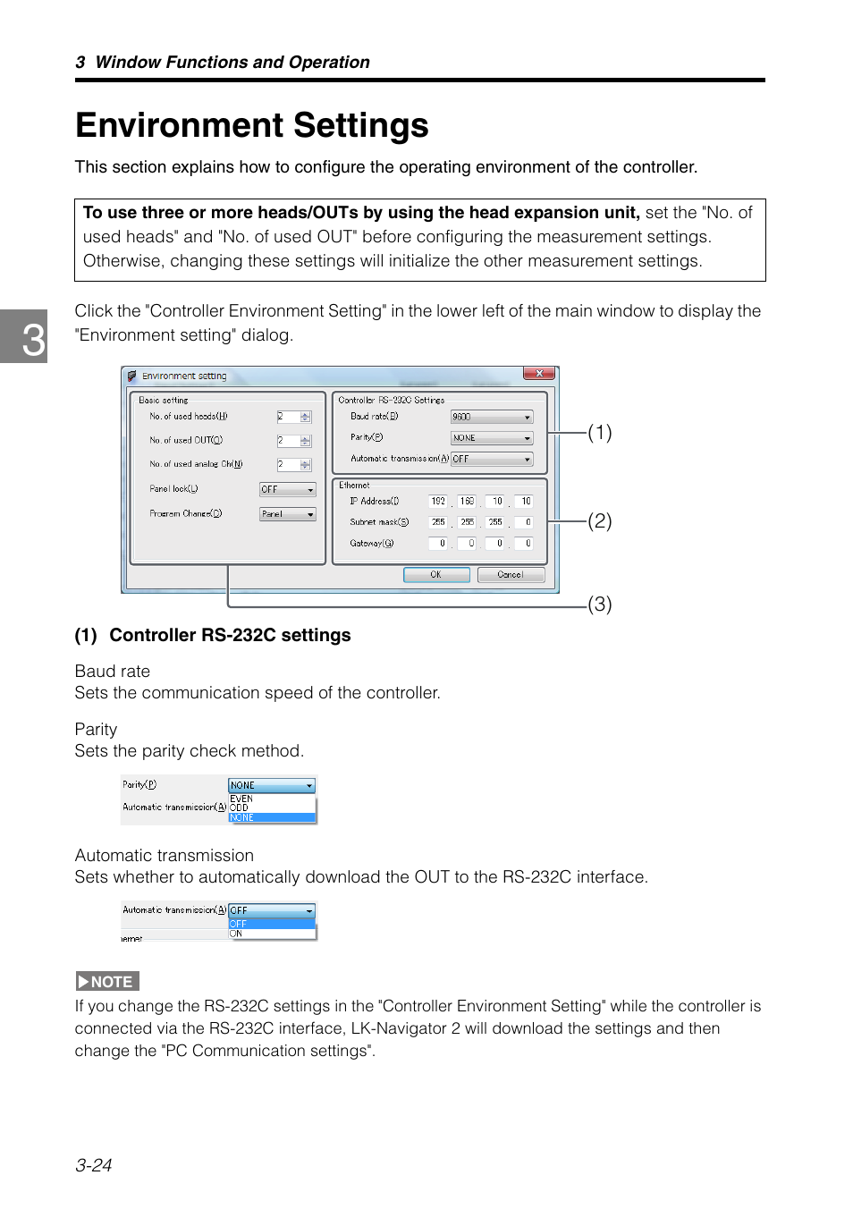 Environment settings, Environment settings -24, 24) fo | KEYENCE LK-H2 User Manual | Page 48 / 76