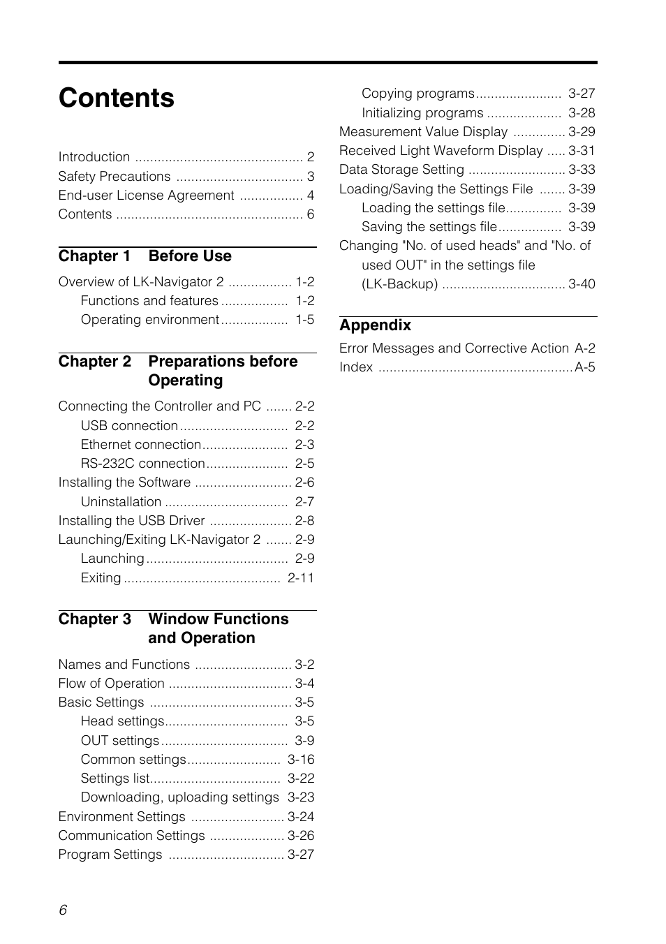 KEYENCE LK-H2 User Manual | Page 6 / 76