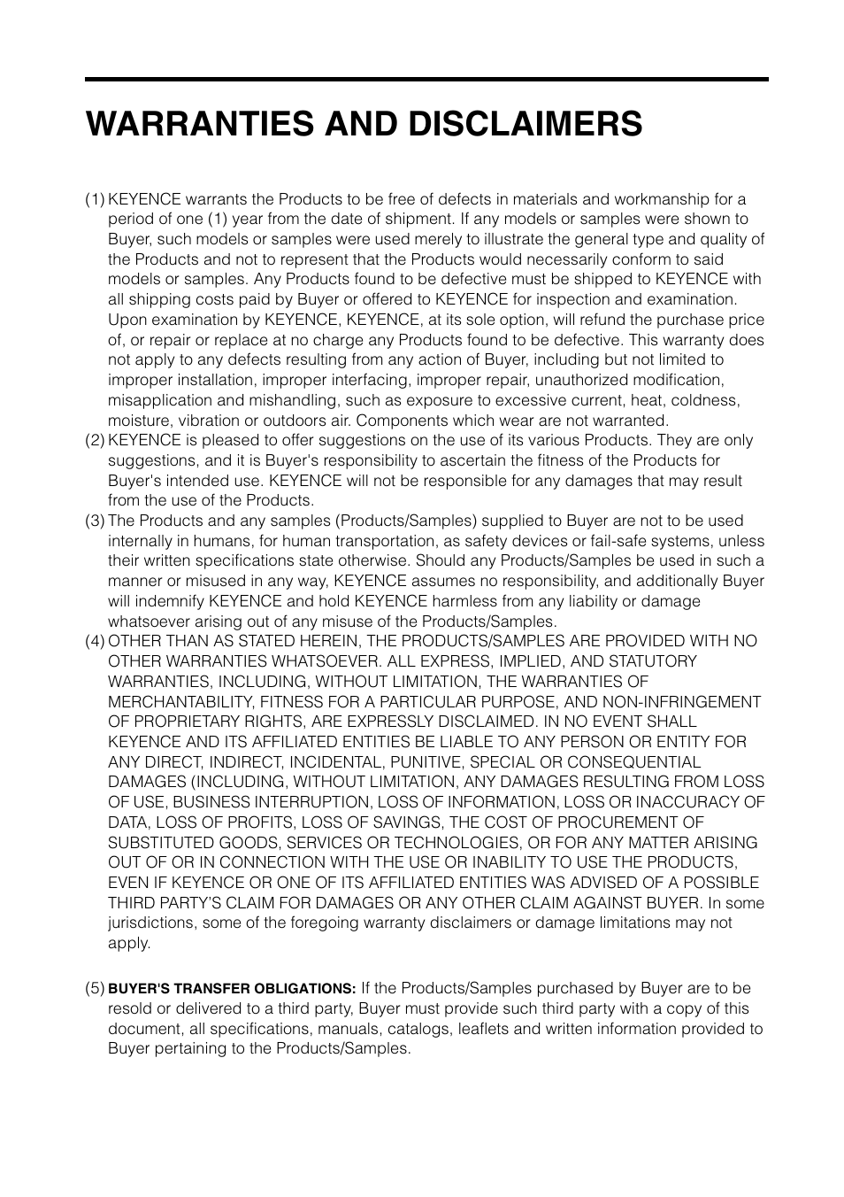 Warranties and disclaimers | KEYENCE LK-H2 User Manual | Page 75 / 76