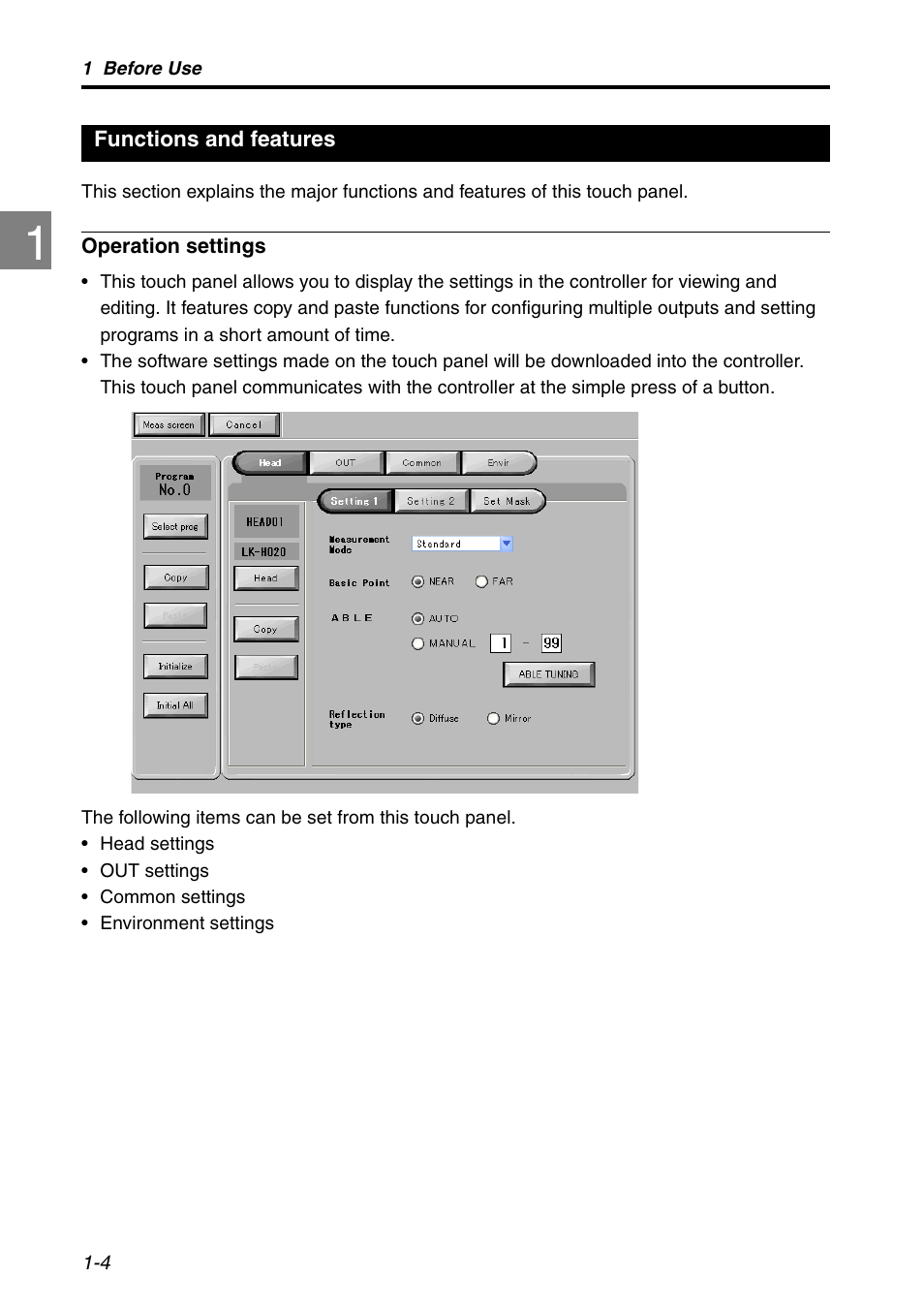 Functions and features, Functions and features -4 | KEYENCE LK-HD1001 User Manual | Page 10 / 62