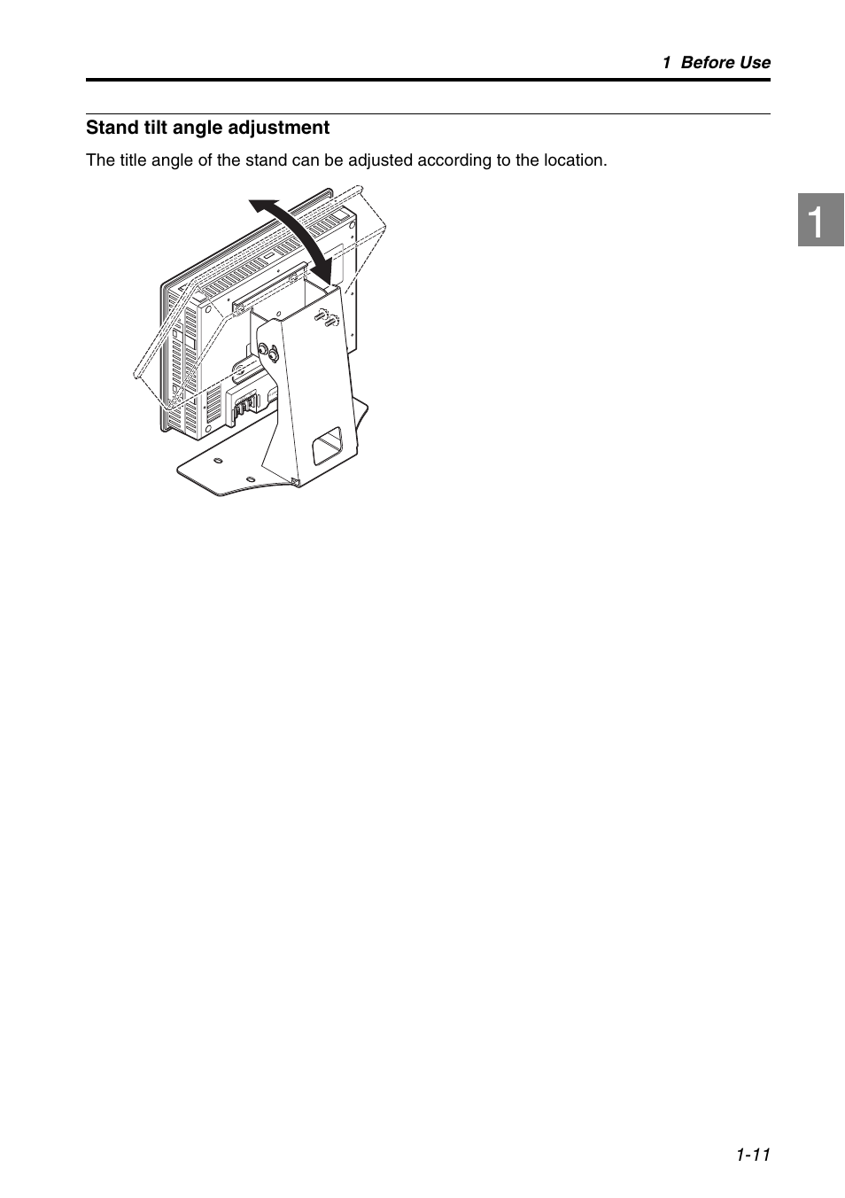 Stand tilt angle adjustment, 1 before use | KEYENCE LK-HD1001 User Manual | Page 17 / 62